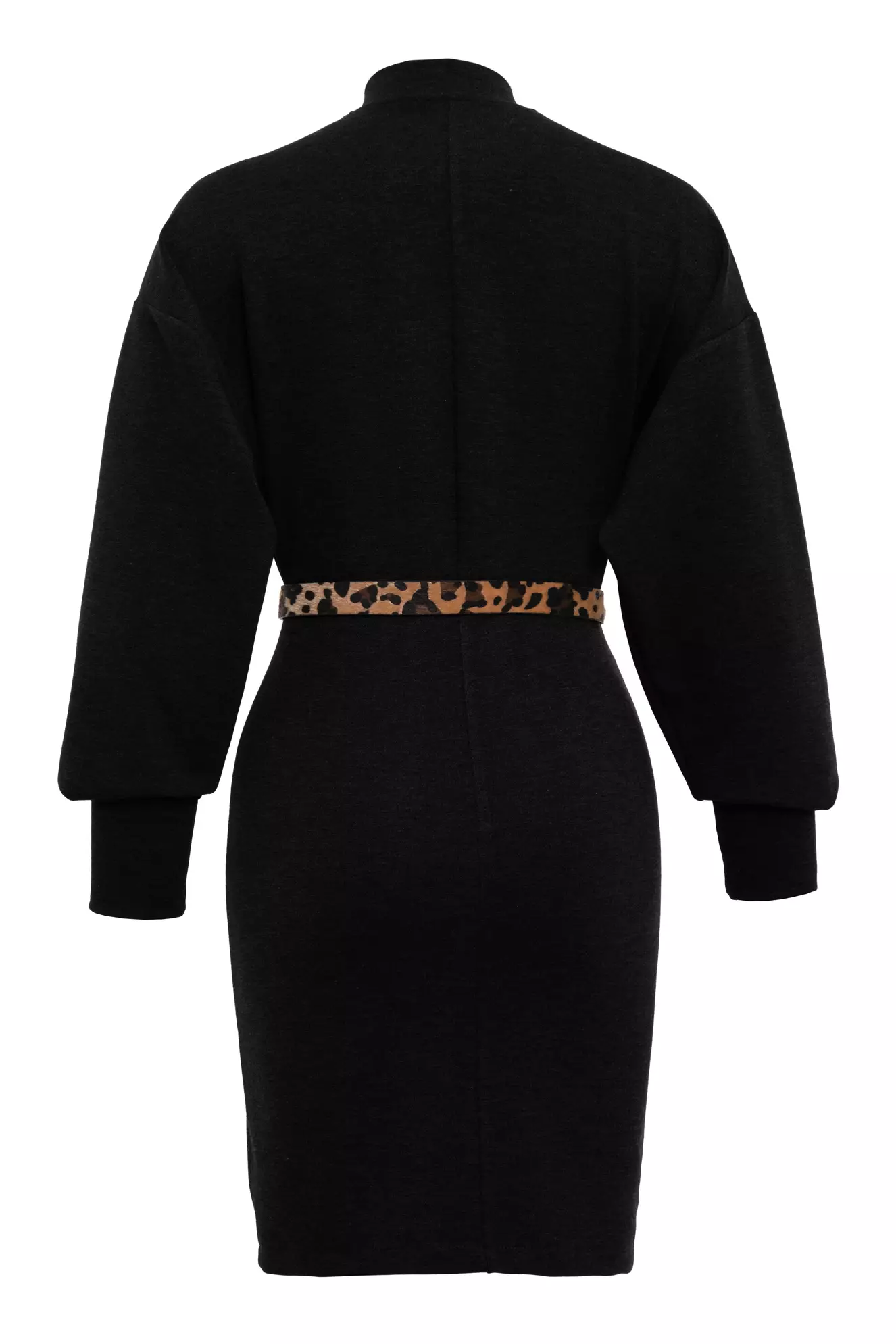 Black Jarse Long Sleeve Mini Dress