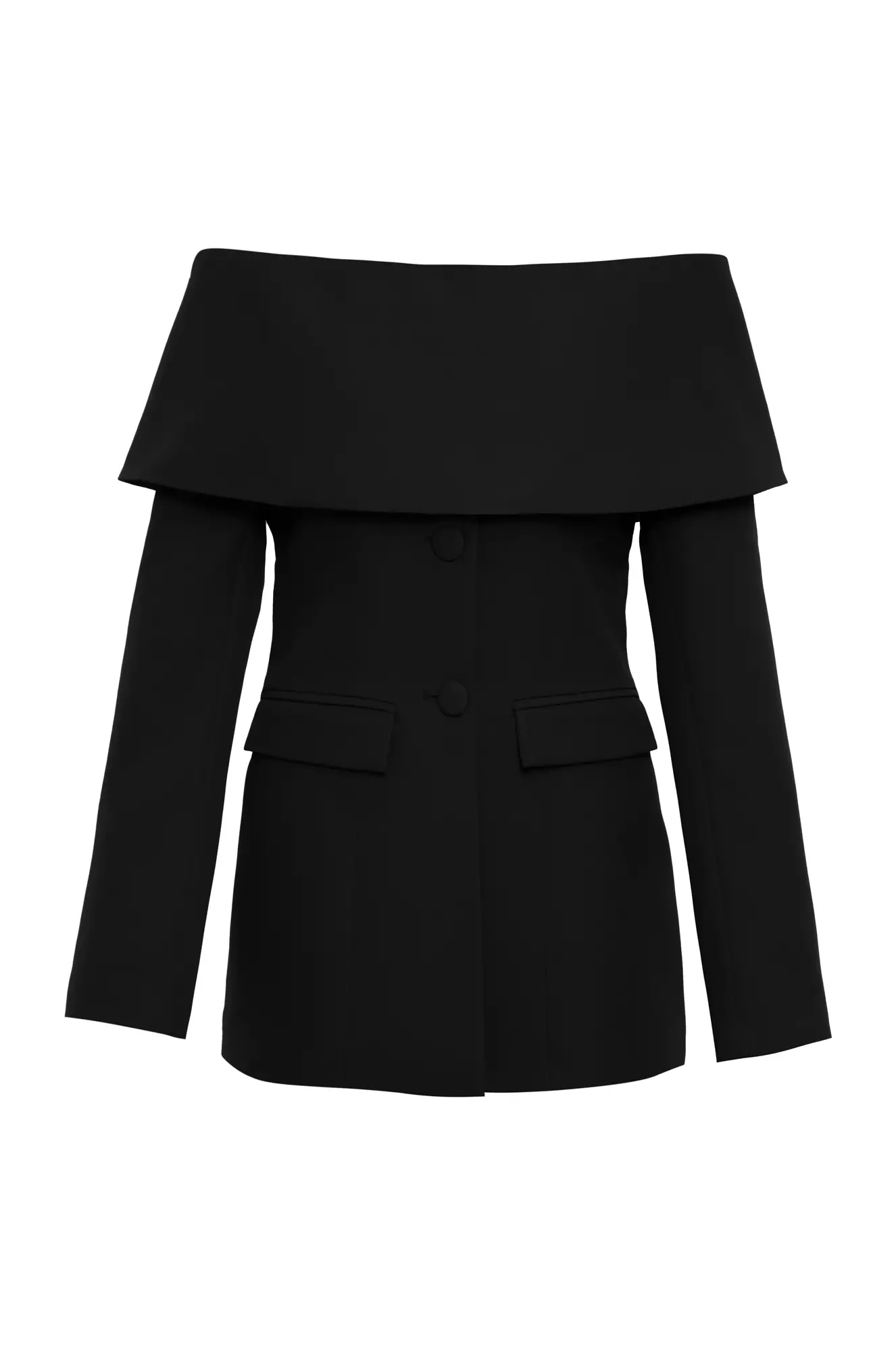 Black Crepe Long Sleeve Mini Jacket