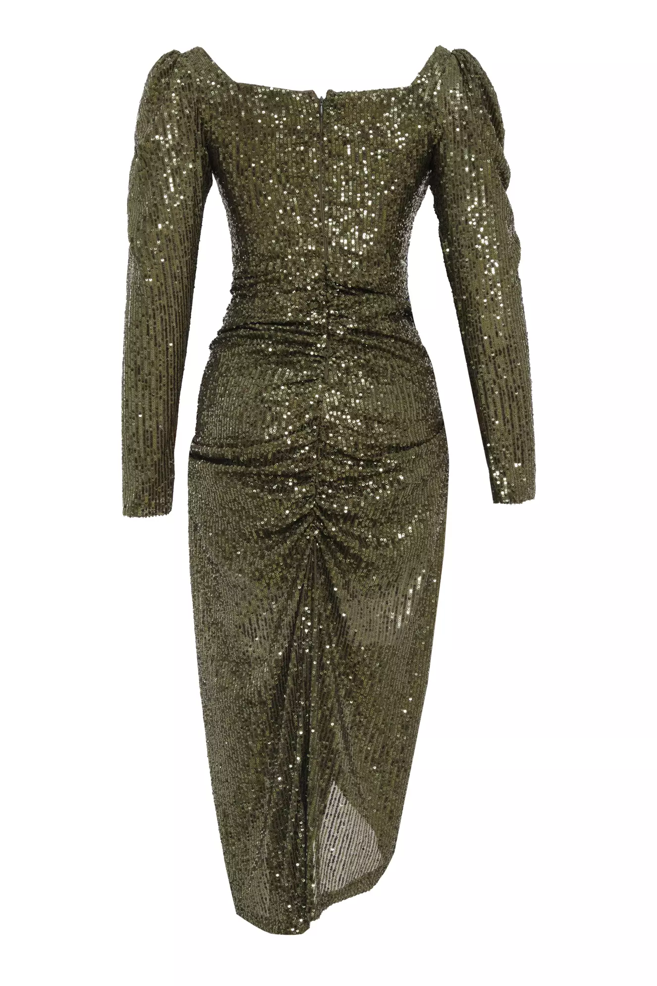 Khaki Sequin Long Sleeve Maxi Dress