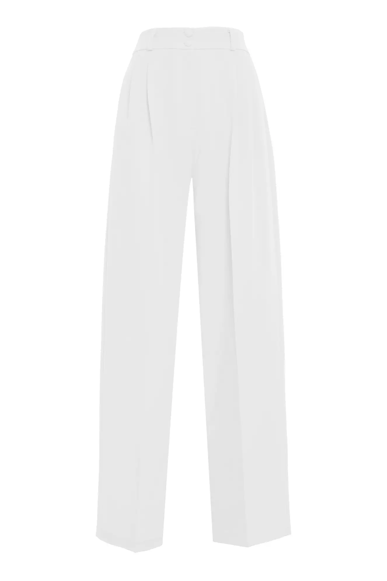 White crepe long pants