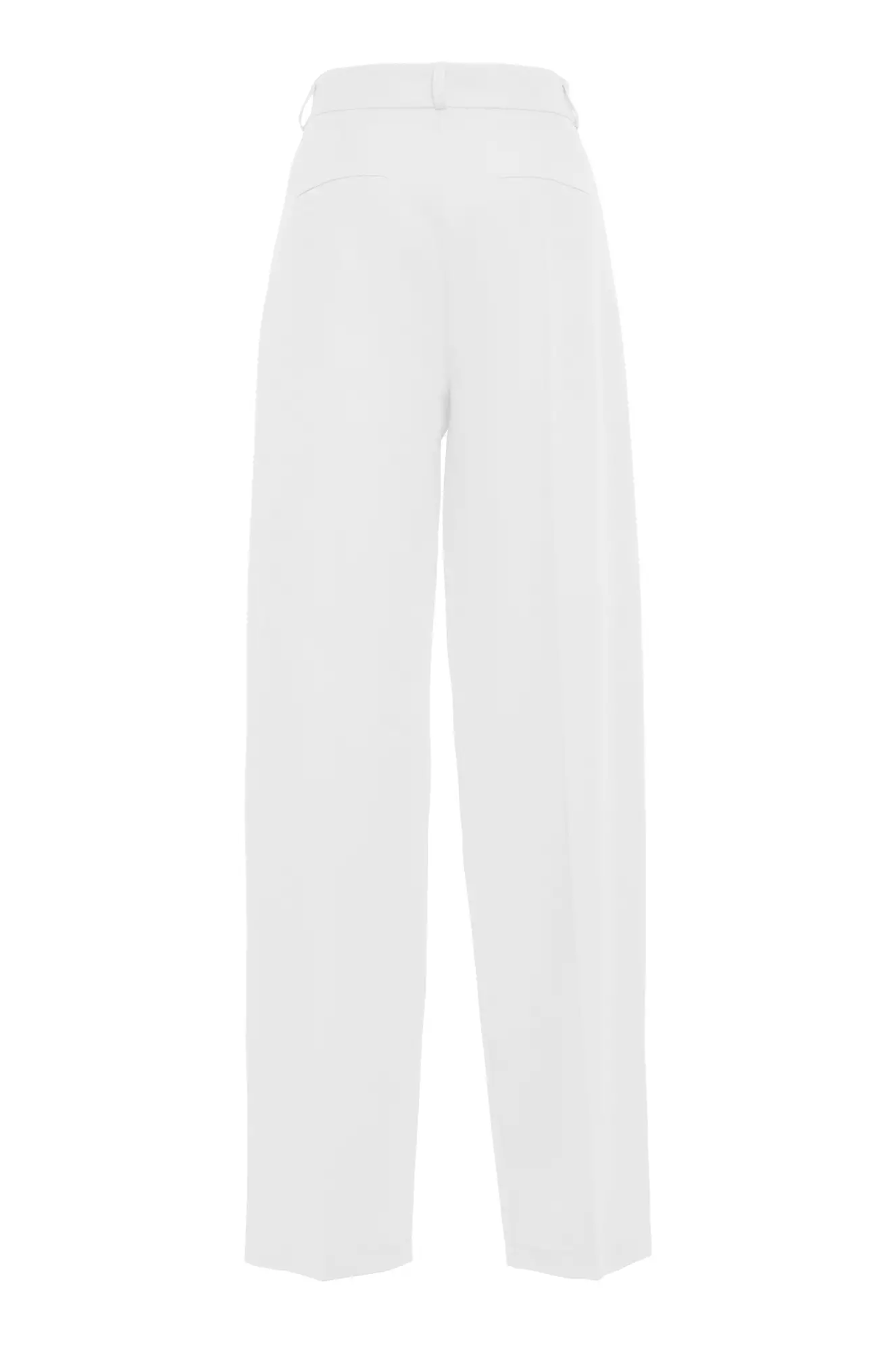 White crepe long pants