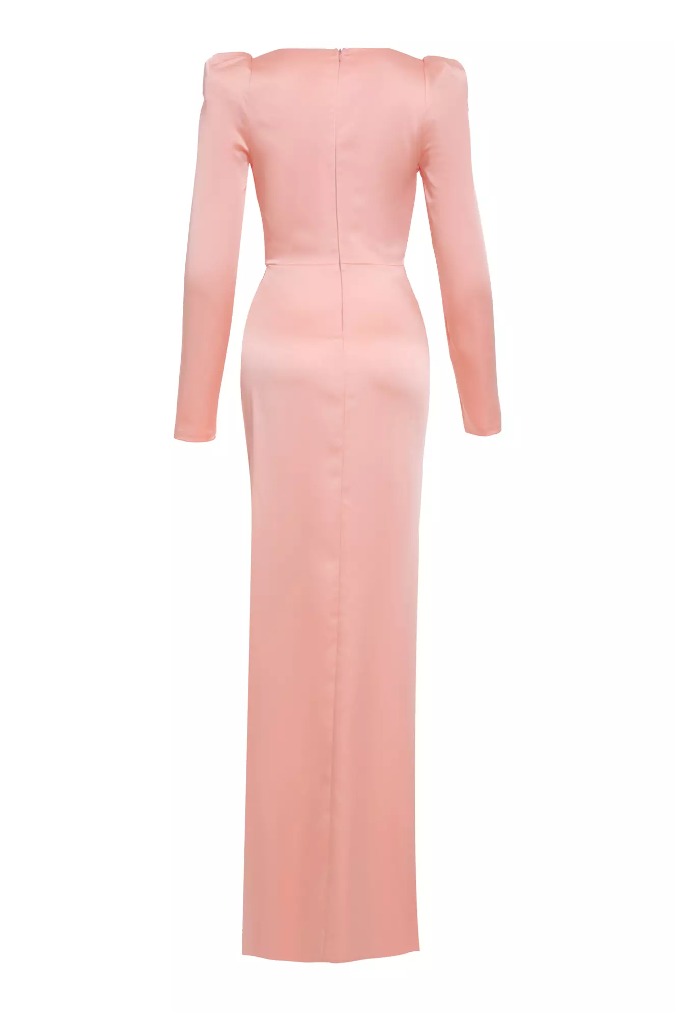Printed Satin Long Sleeve Long Dress