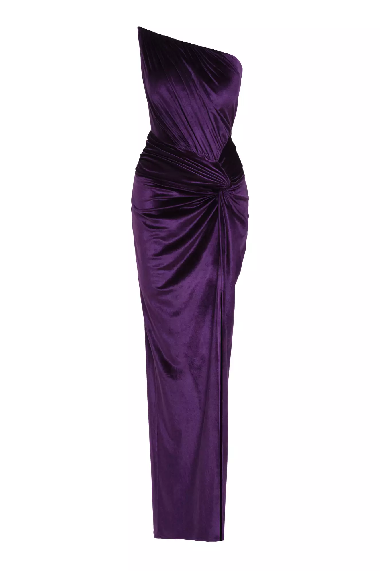 Purple velvet strapless long dress