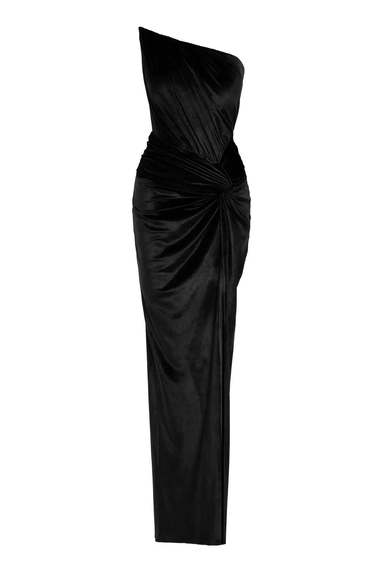 Black velvet strapless long dress