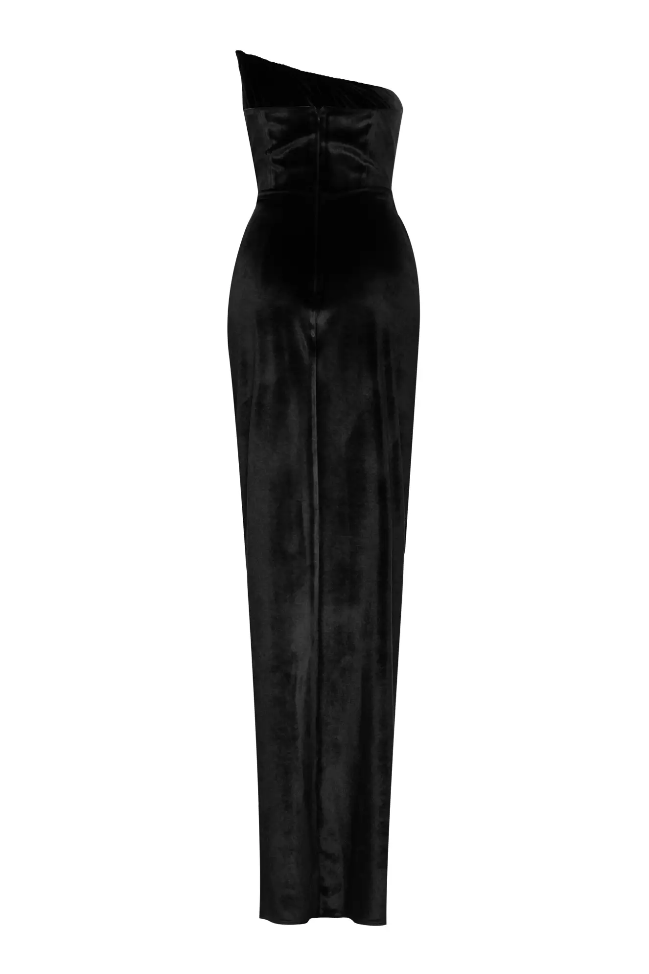 Black velvet strapless long dress