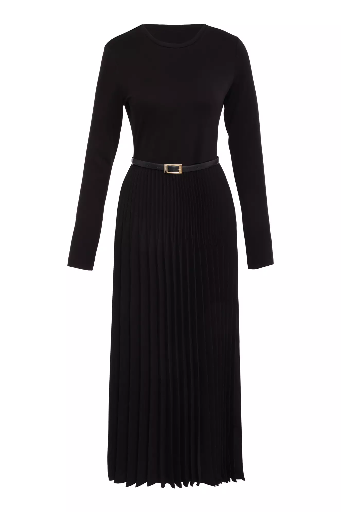 Black Knitted Long Sleeve Maxi Dress