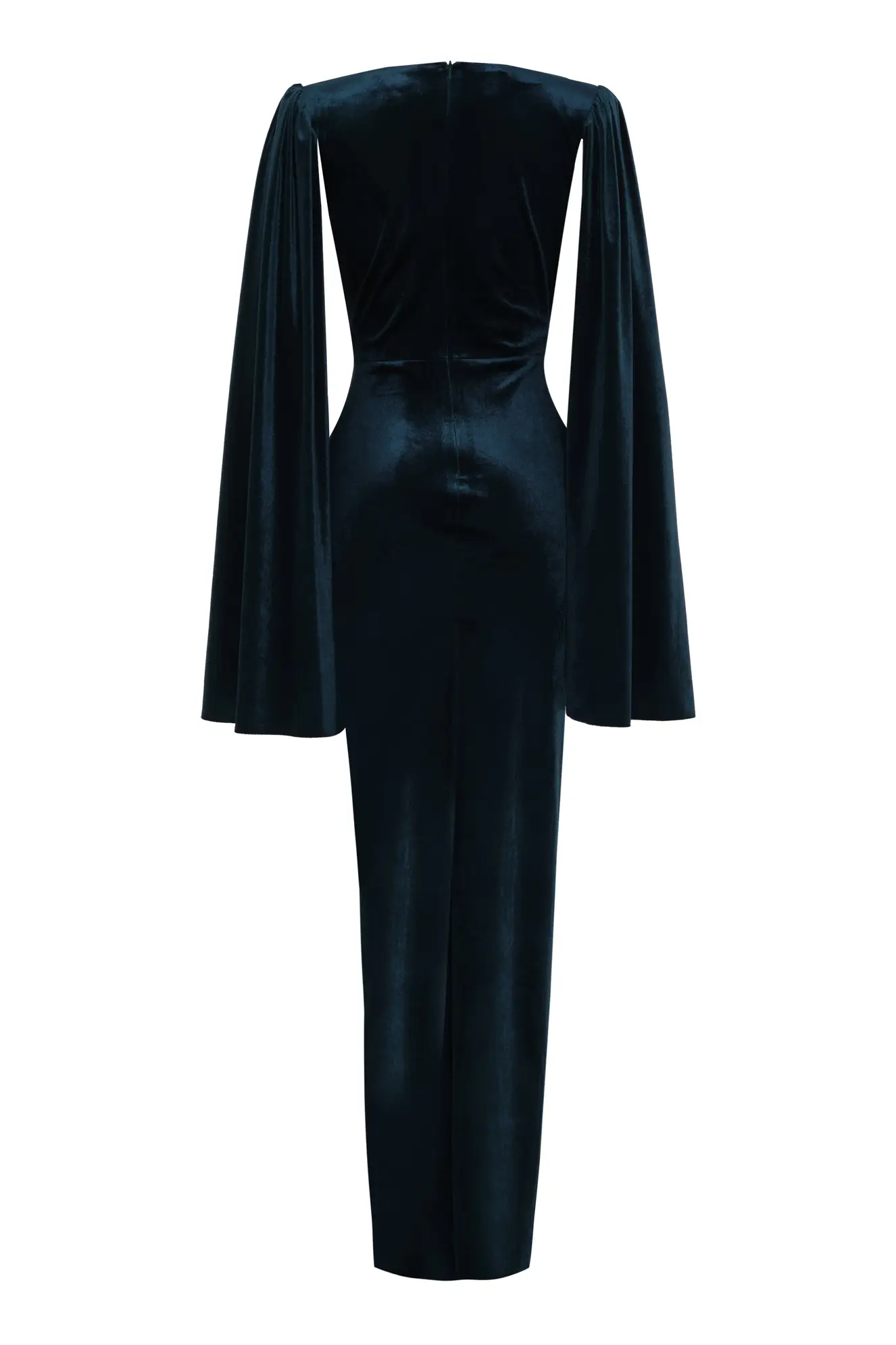 Green Velvet Long Sleeve Long Dress