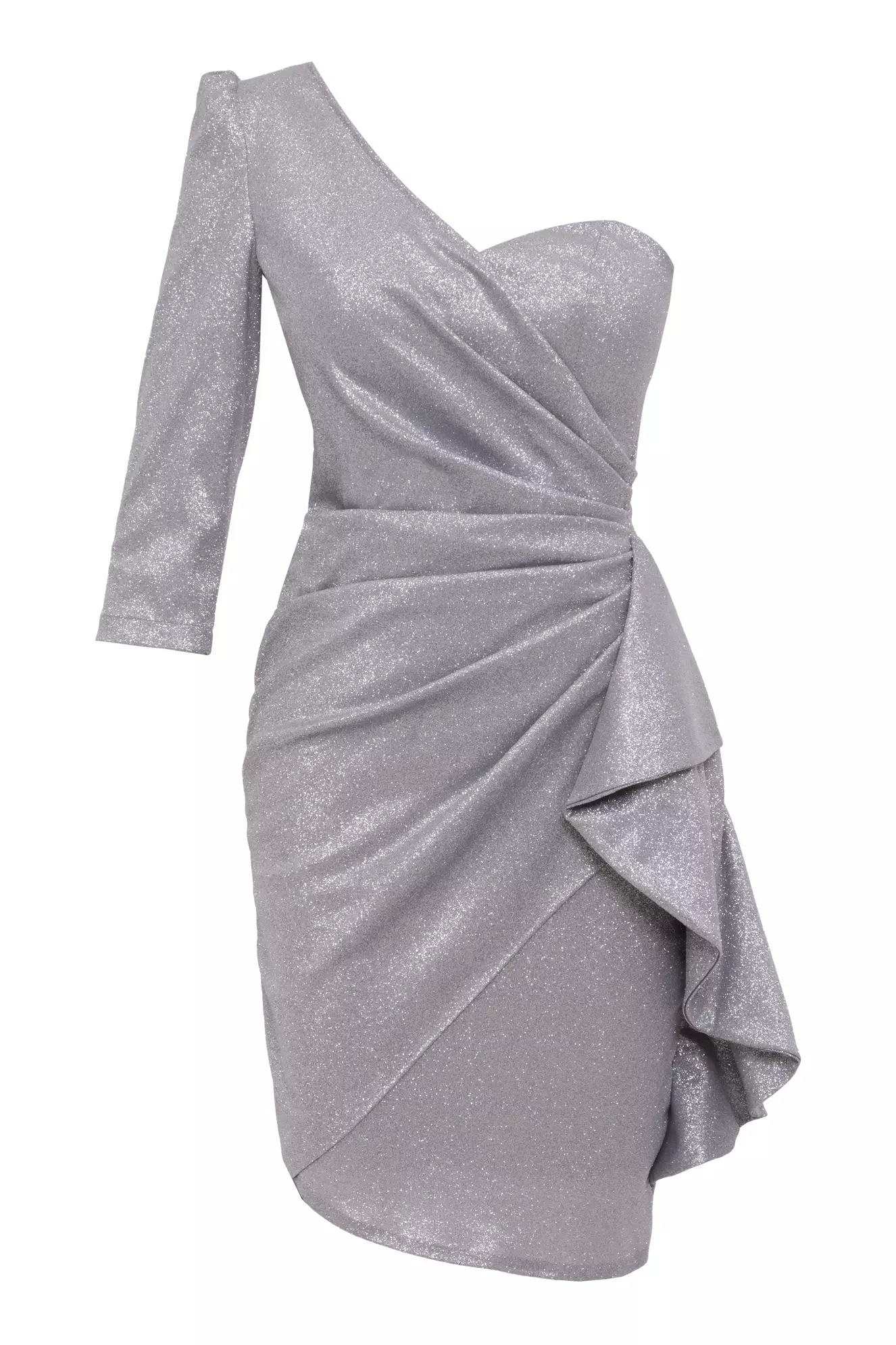 Gray Glare One Arm Mini Dress