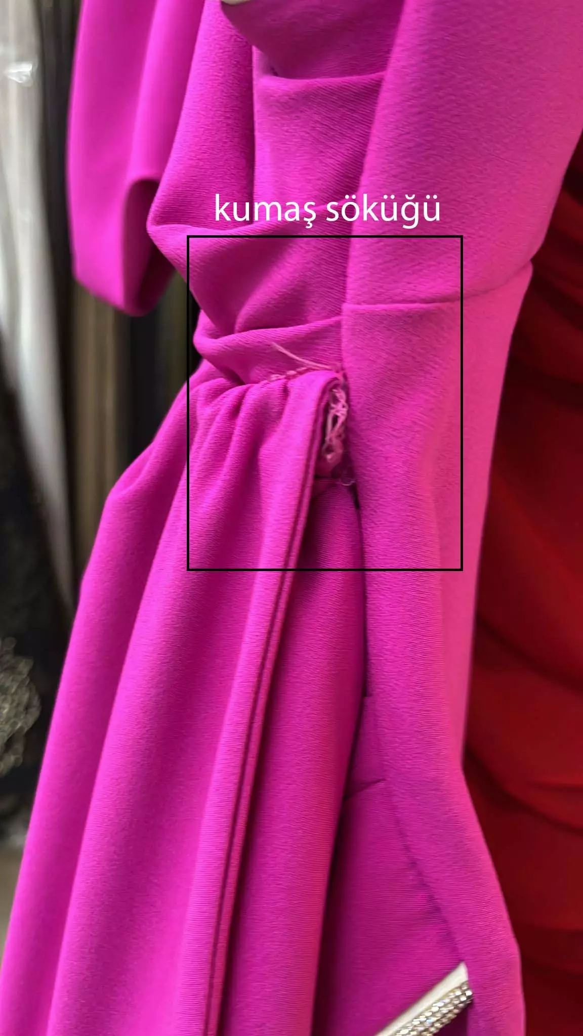 Fuchsia crepe one arm maxi dress
