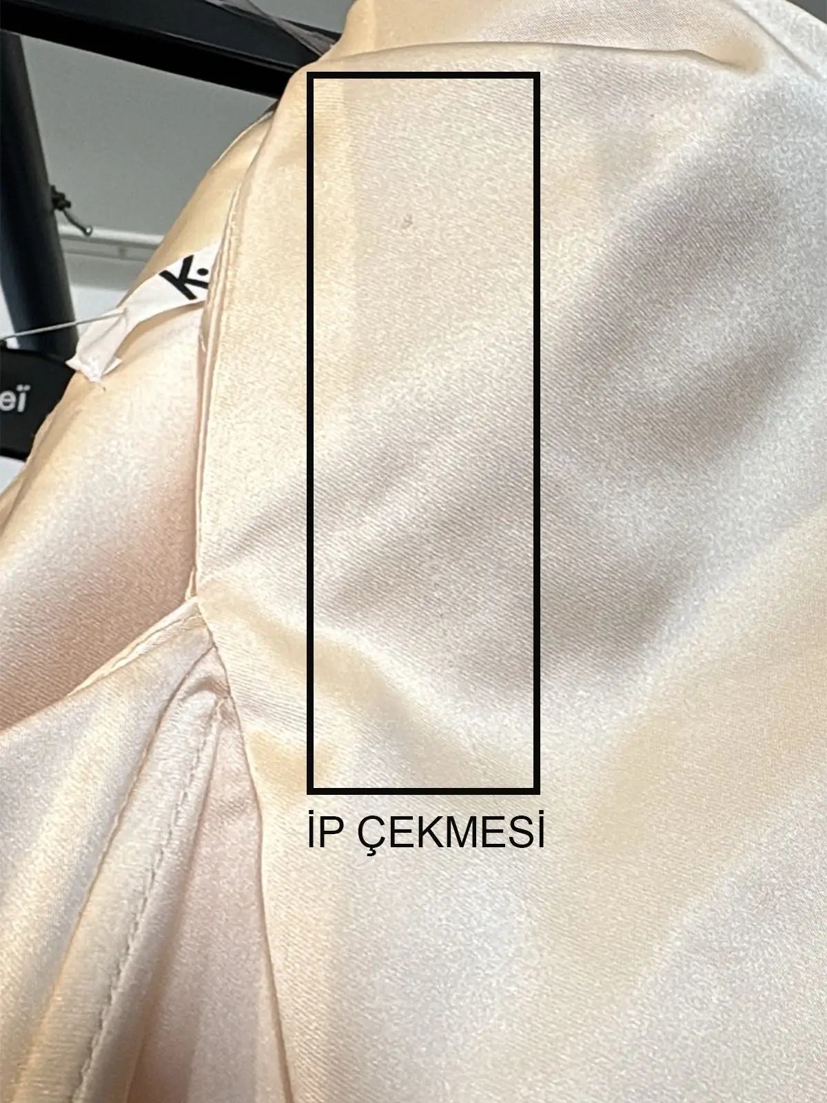Beige satin long sleeve long dress