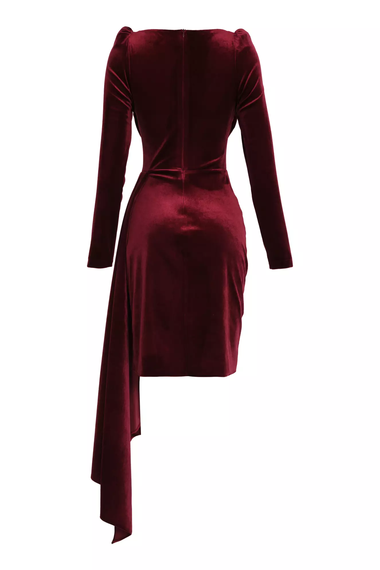 Maroon Velvet Long Sleeve Mini Dress