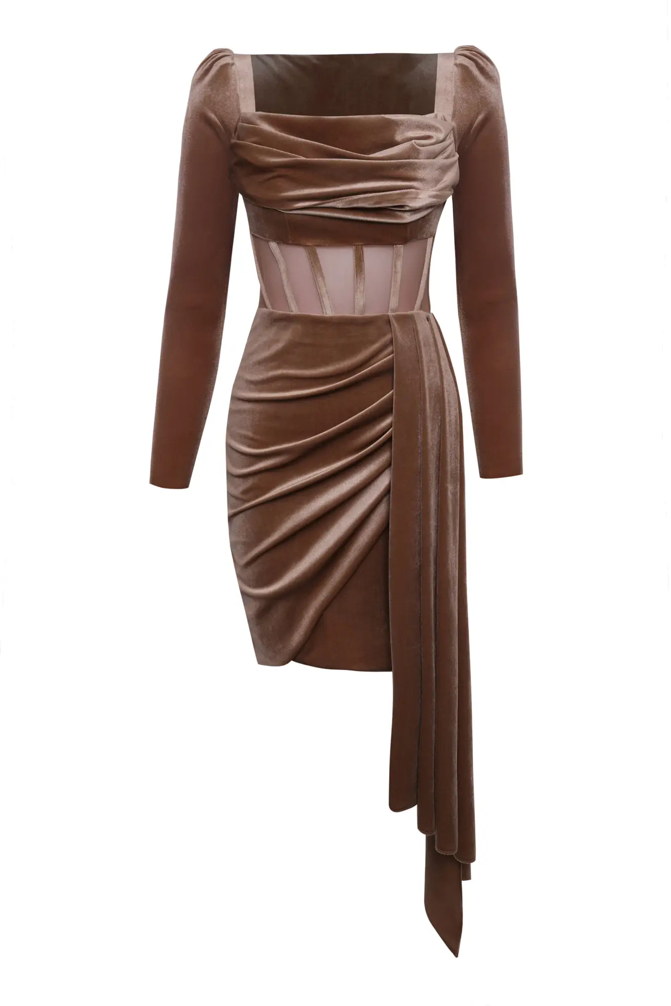 Mink Velvet Long Sleeve Mini Dress