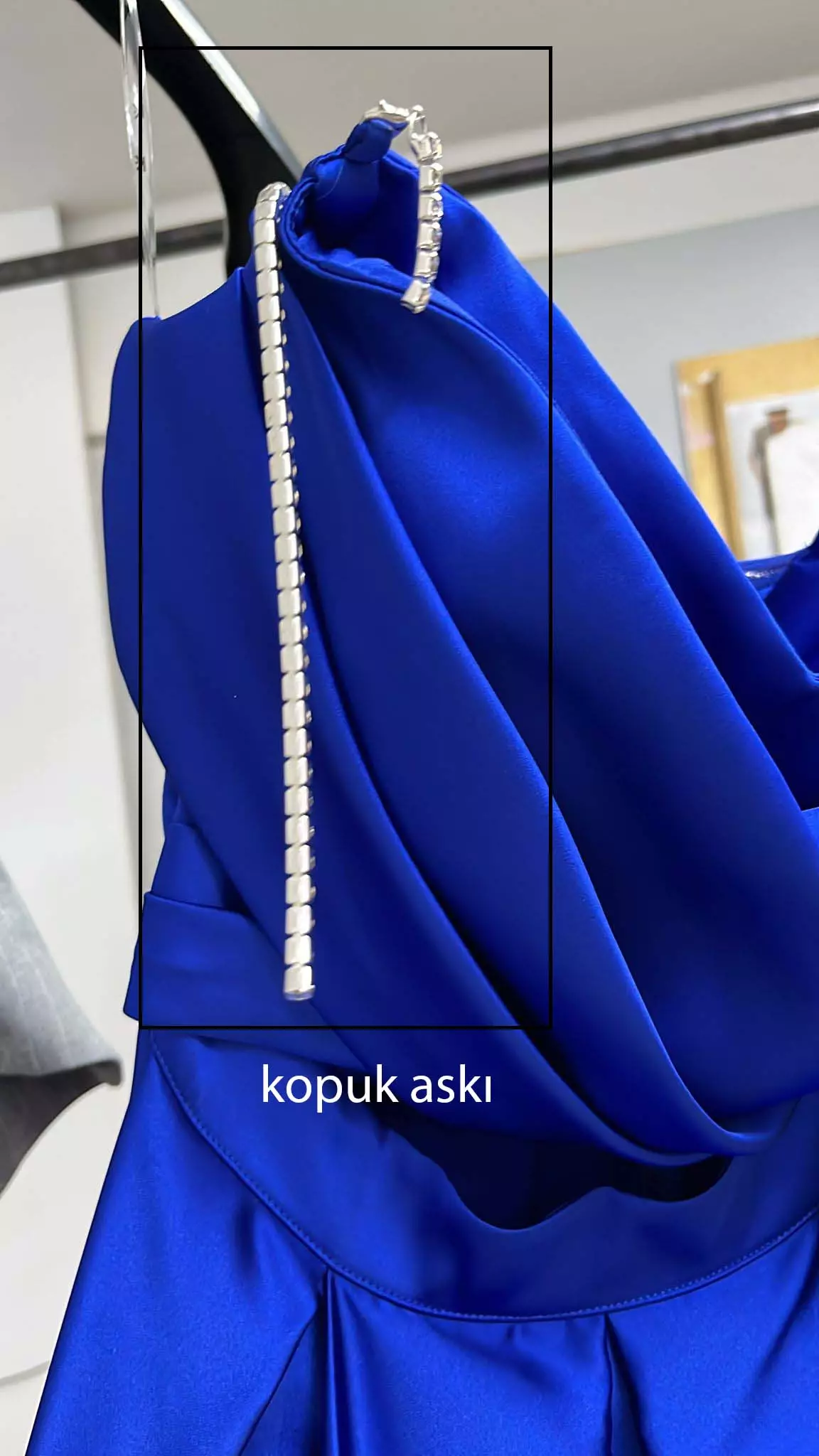 Blue satin sleeveless long dress