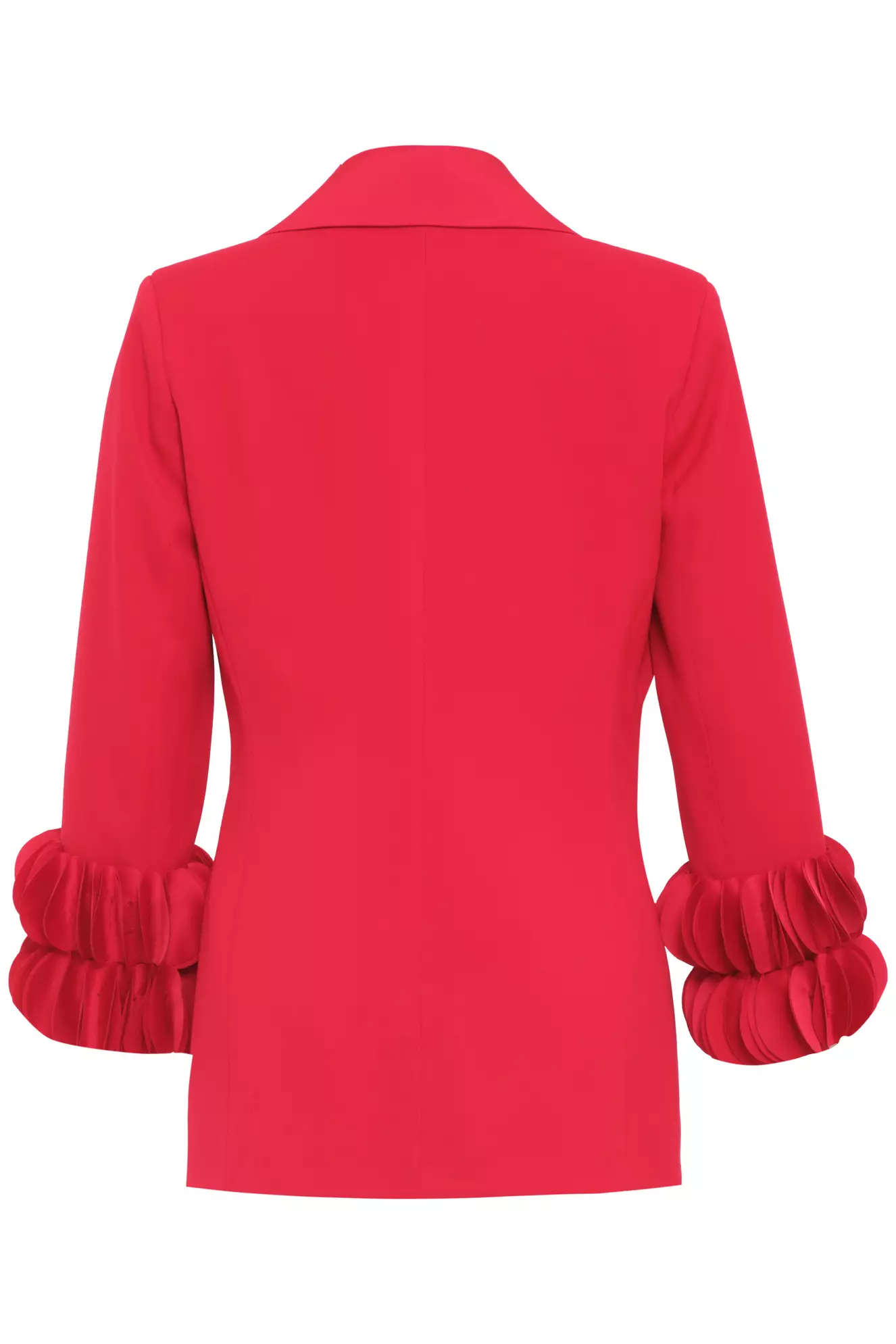 Red Krep Saten Long Sleeve Long Jacket