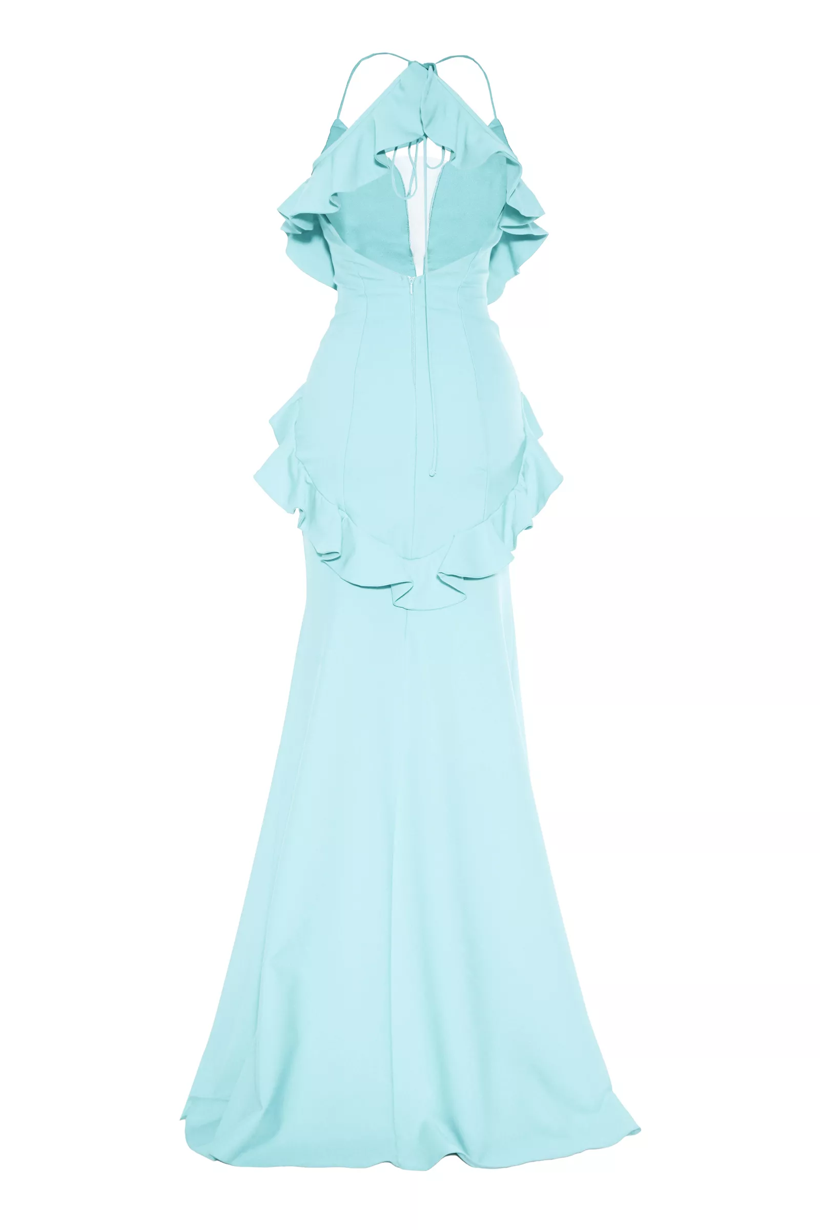 Mint green crepe sleeveless long dress