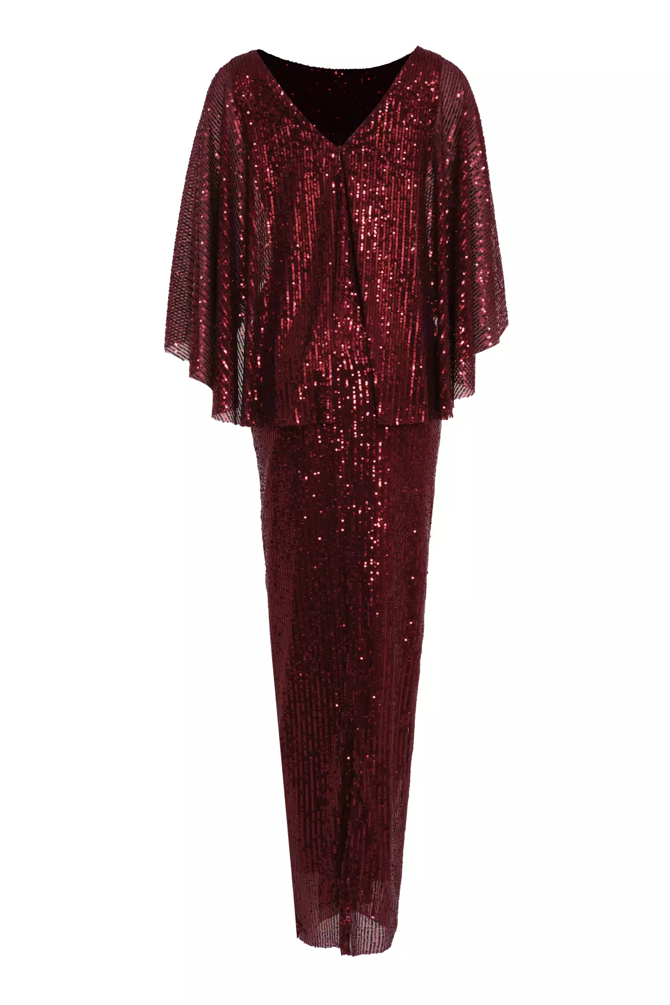 Maroon Sequin Sleeveless Long Dress