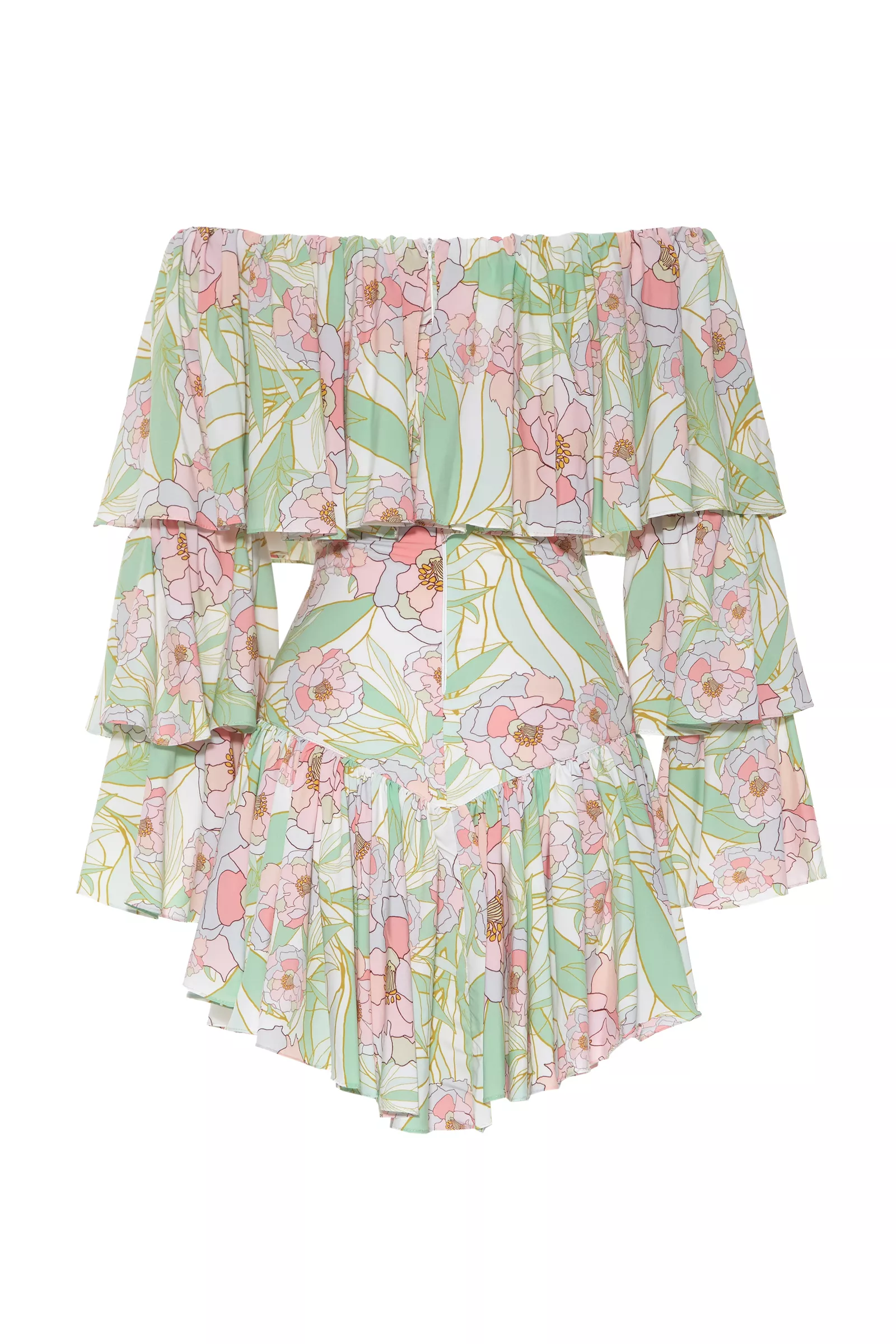Printed long sleeve mini dress