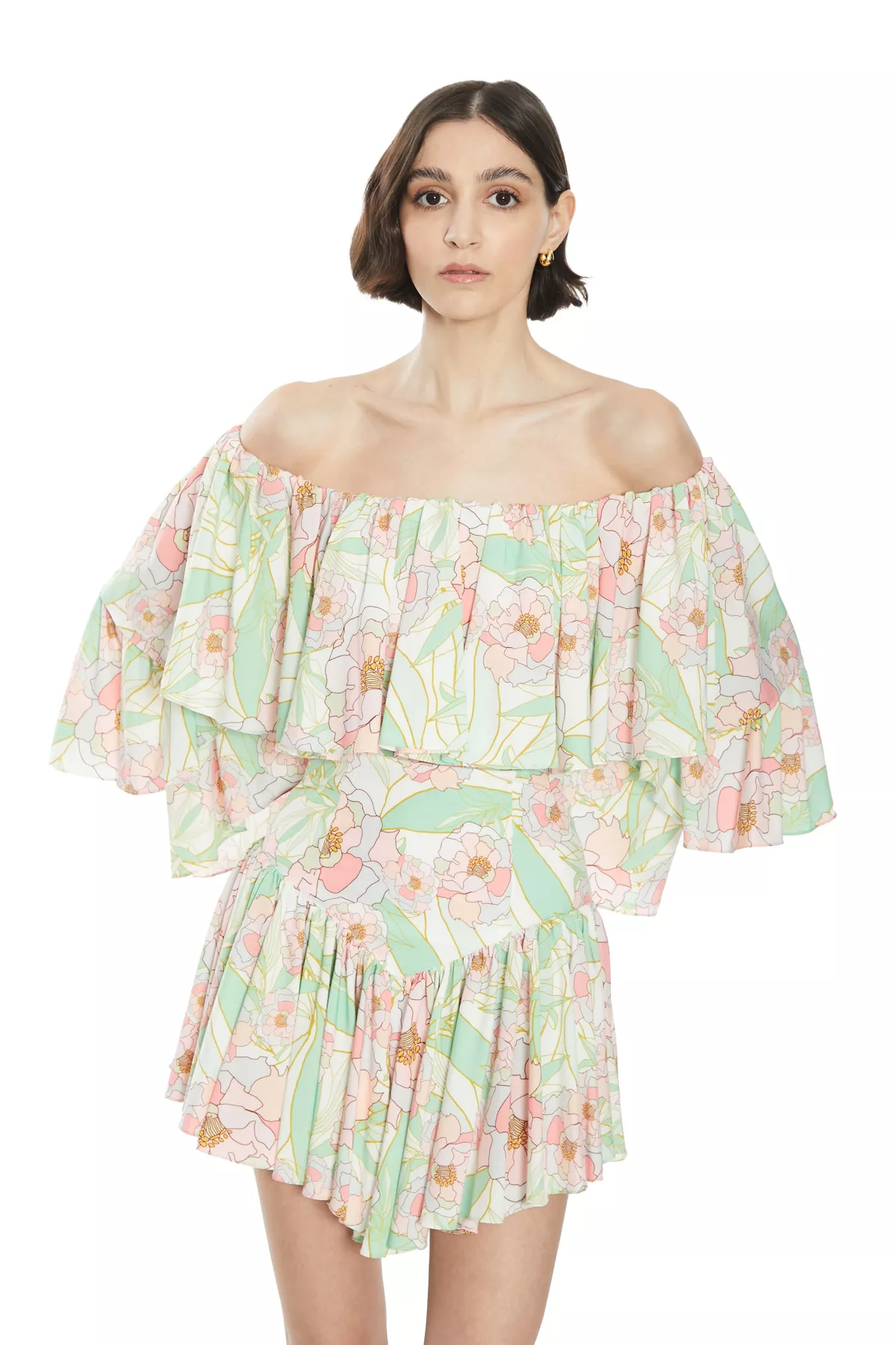 Printed long sleeve mini dress