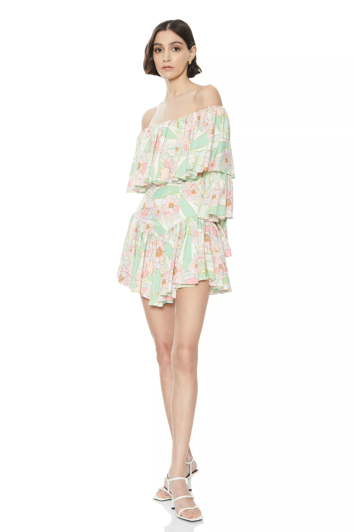 Printed long sleeve mini dress