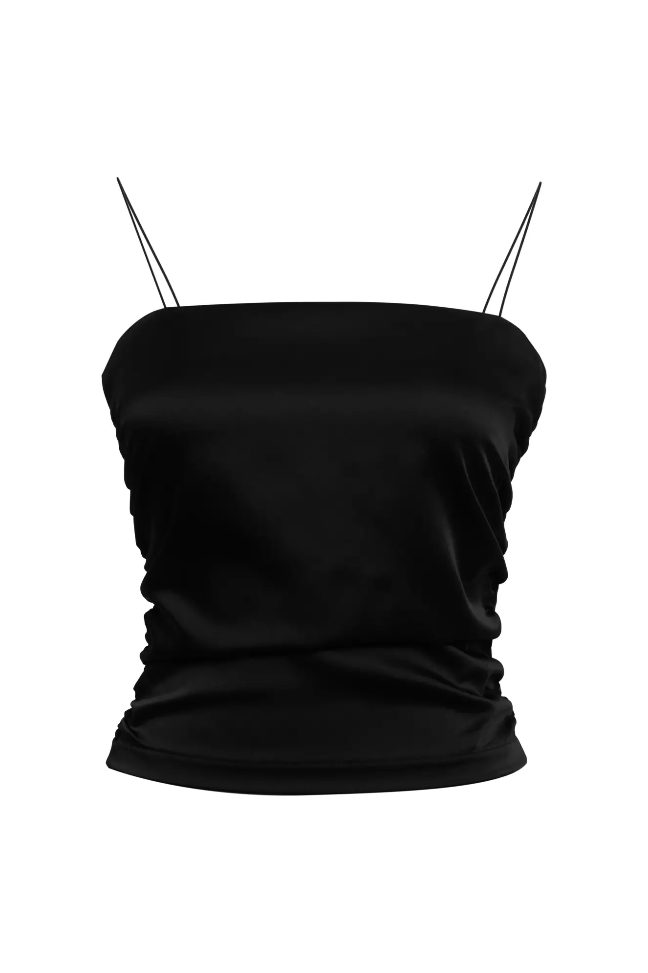Black Satin Sleeveless Crop Top