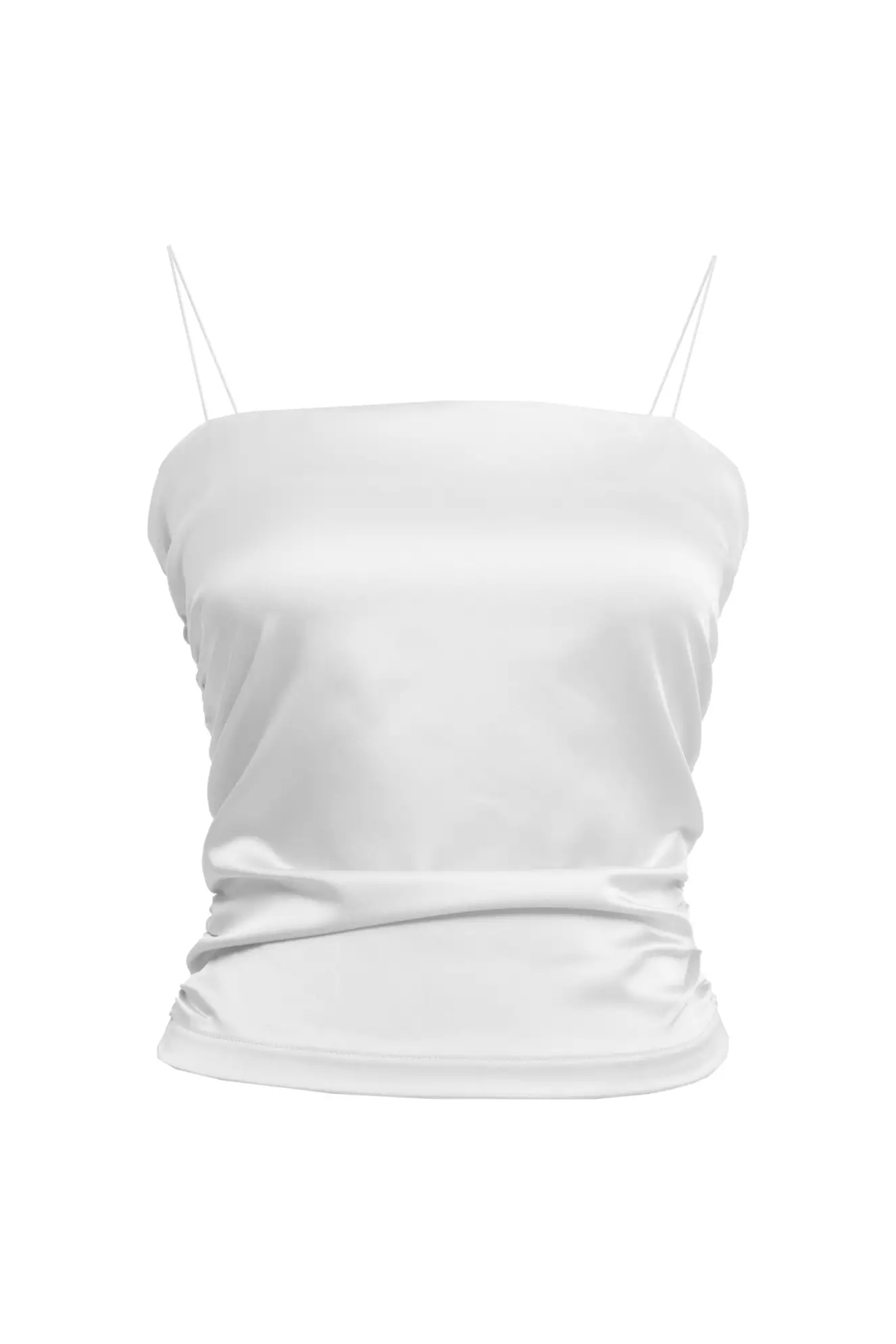 White Satin Sleeveless Crop Top