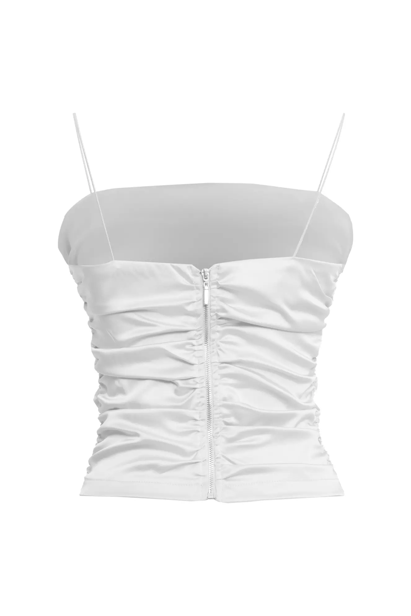 White Satin Sleeveless Crop Top