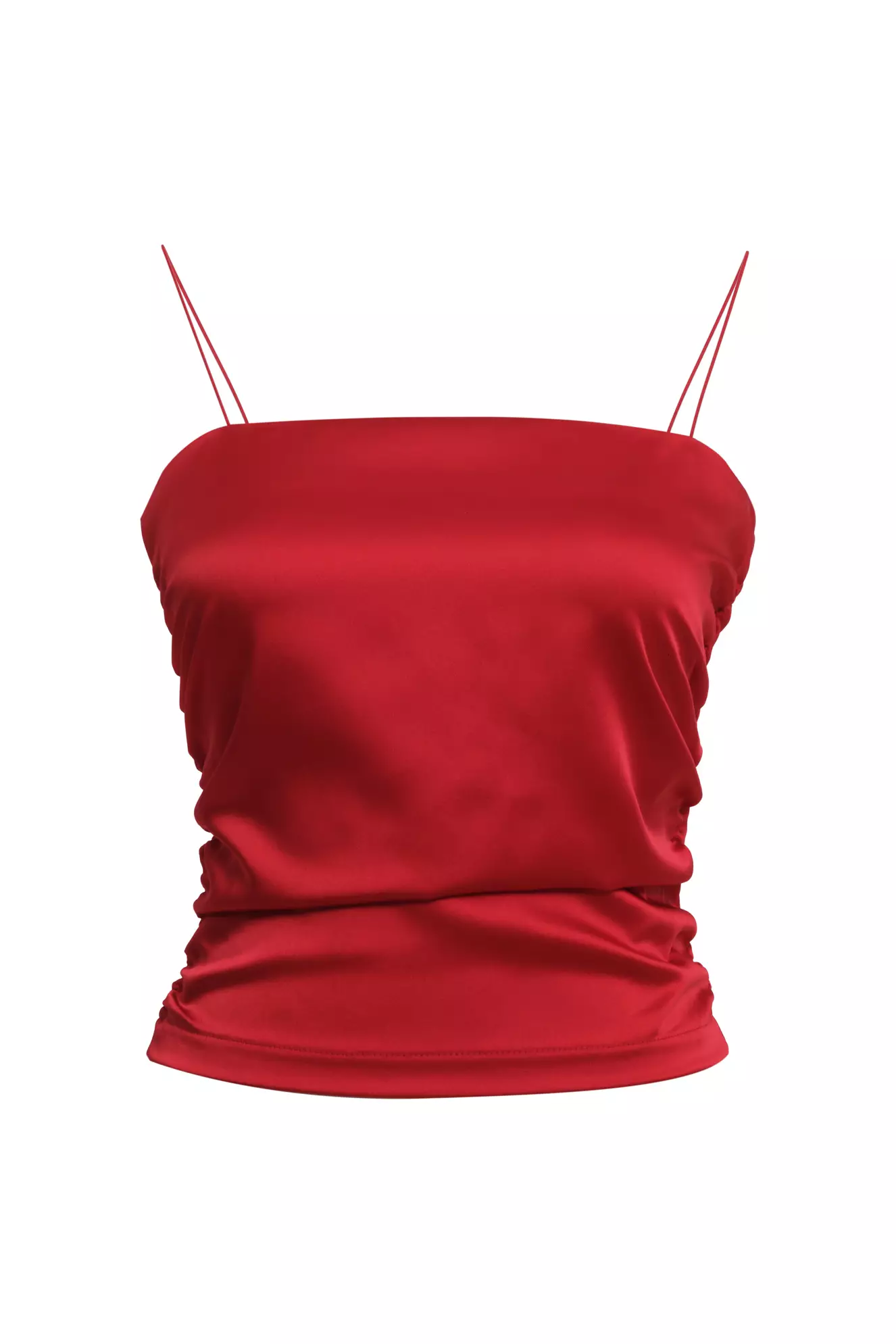 Red Satin Sleeveless Crop Top