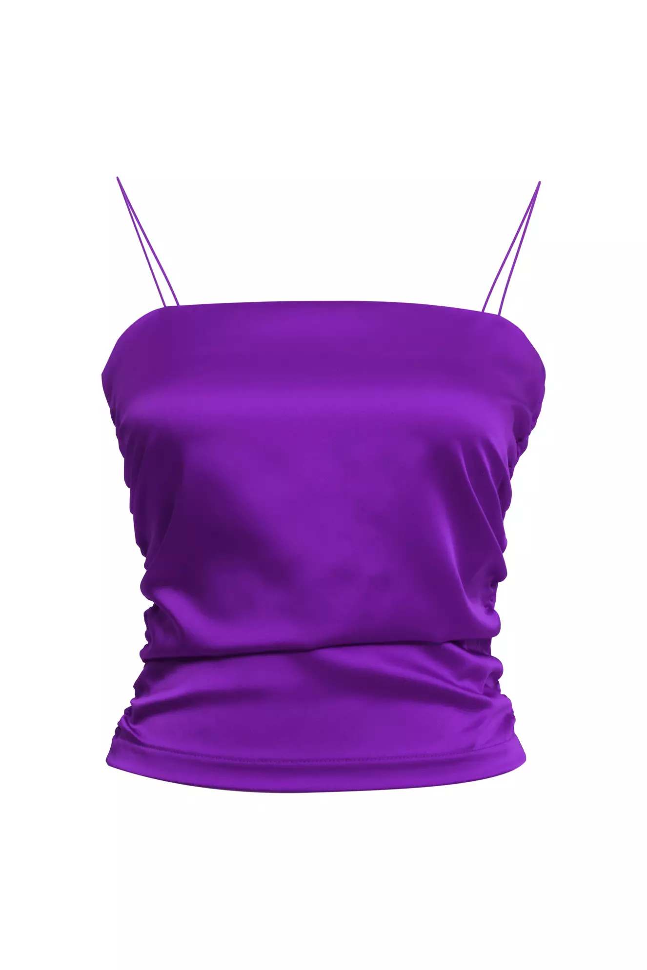 Purple Satin Sleeveless Crop Top