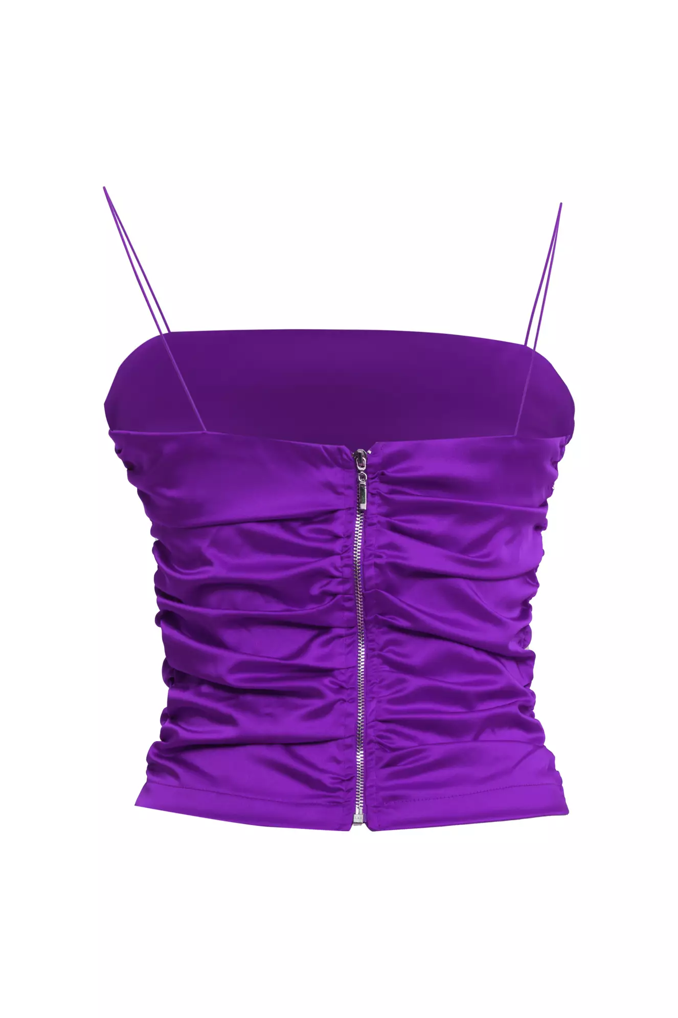Purple Satin Sleeveless Crop Top