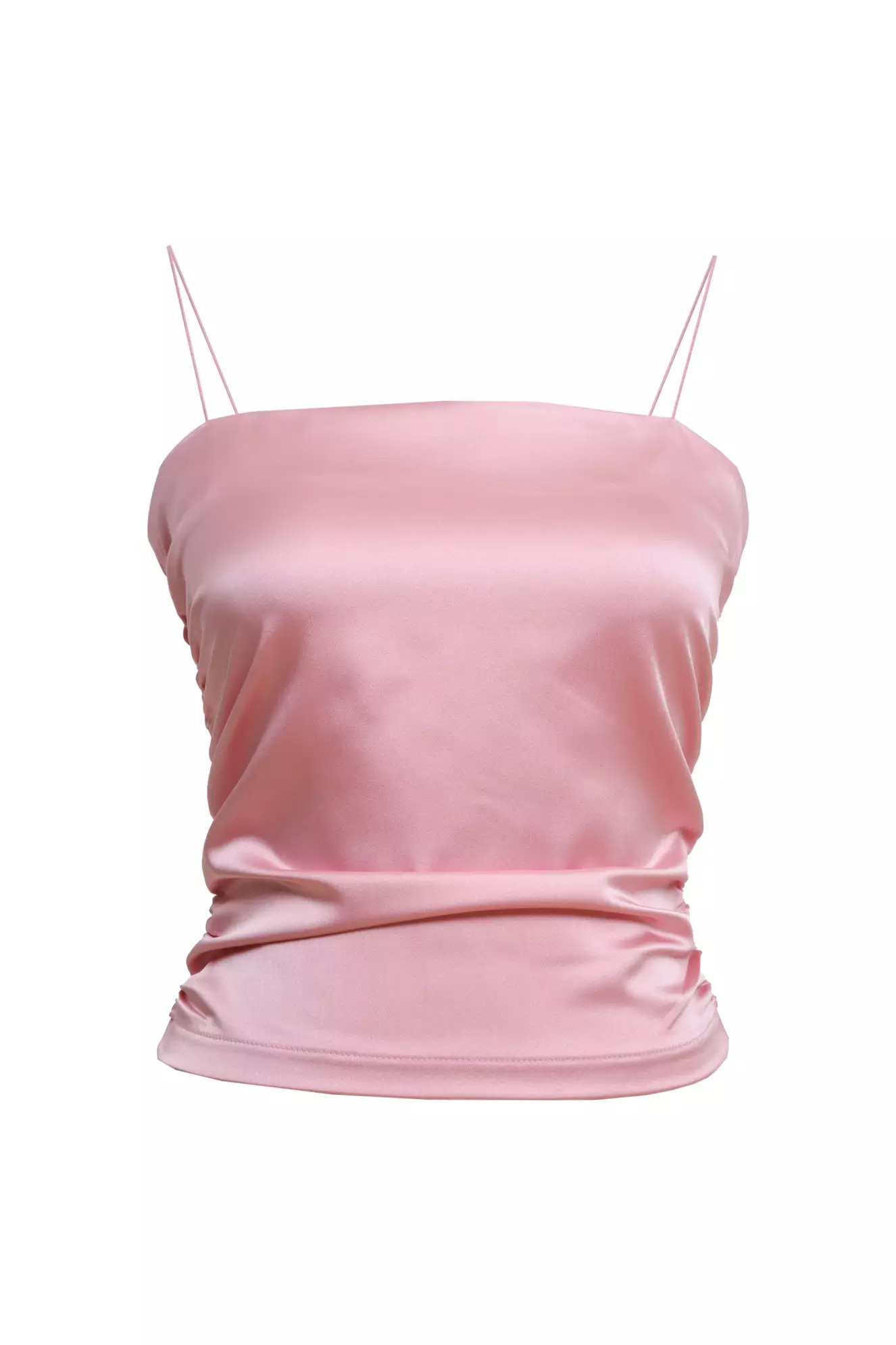 Blush Satin Sleeveless Crop Top