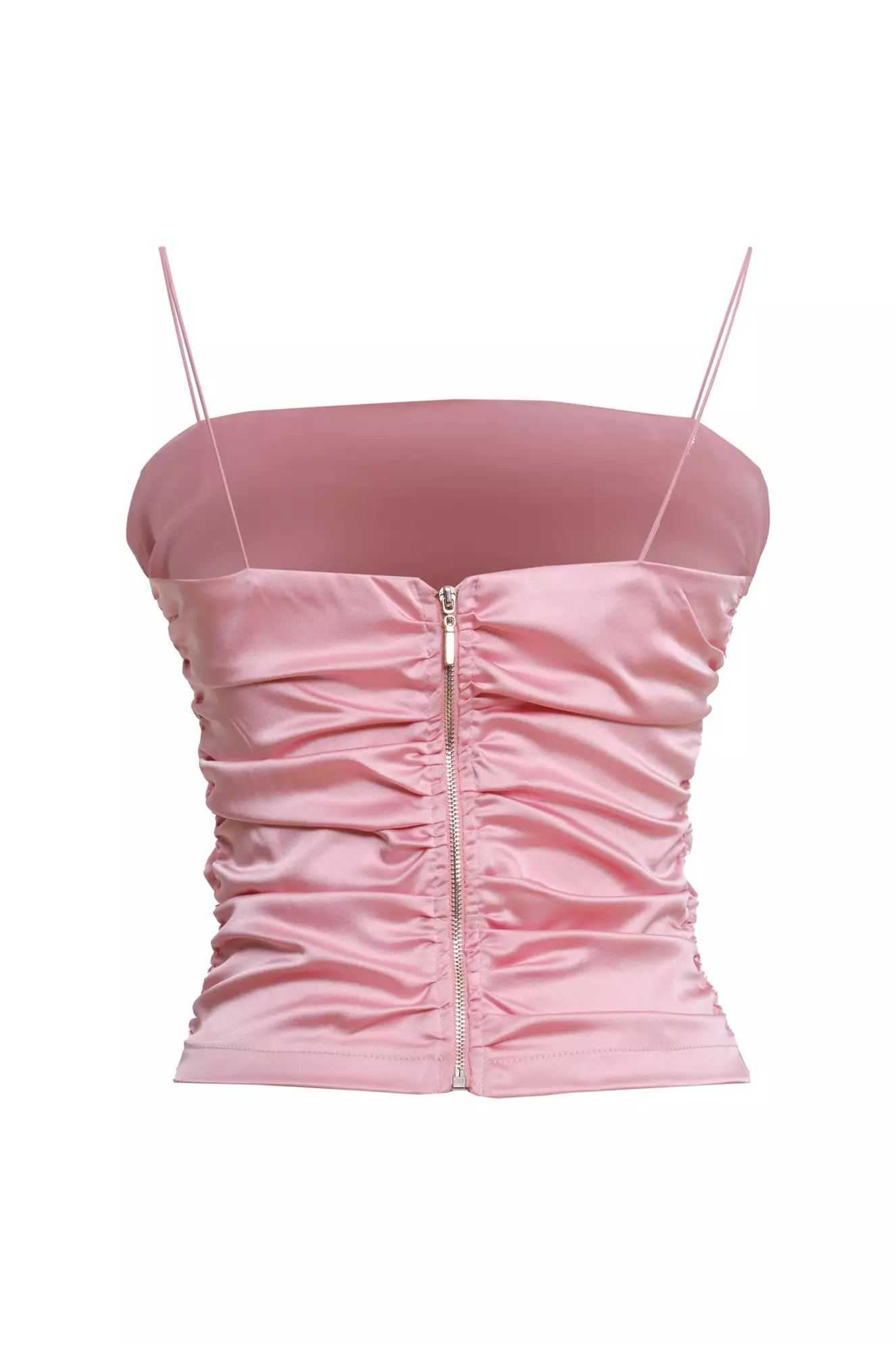 Blush Satin Sleeveless Crop Top