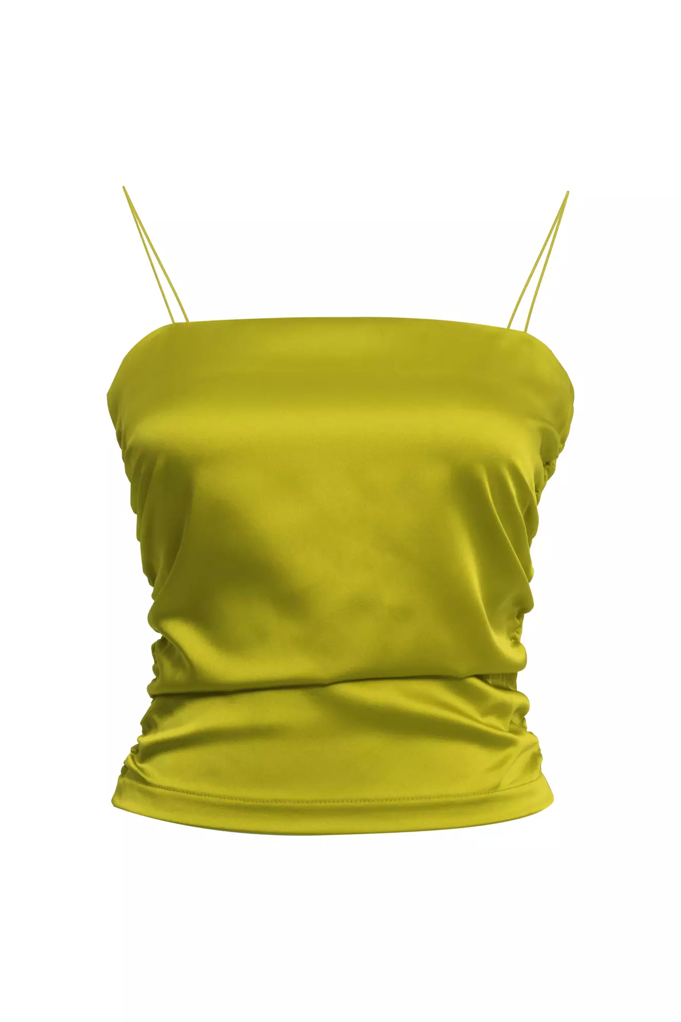 Pistachio Green Satin Sleeveless Crop Top
