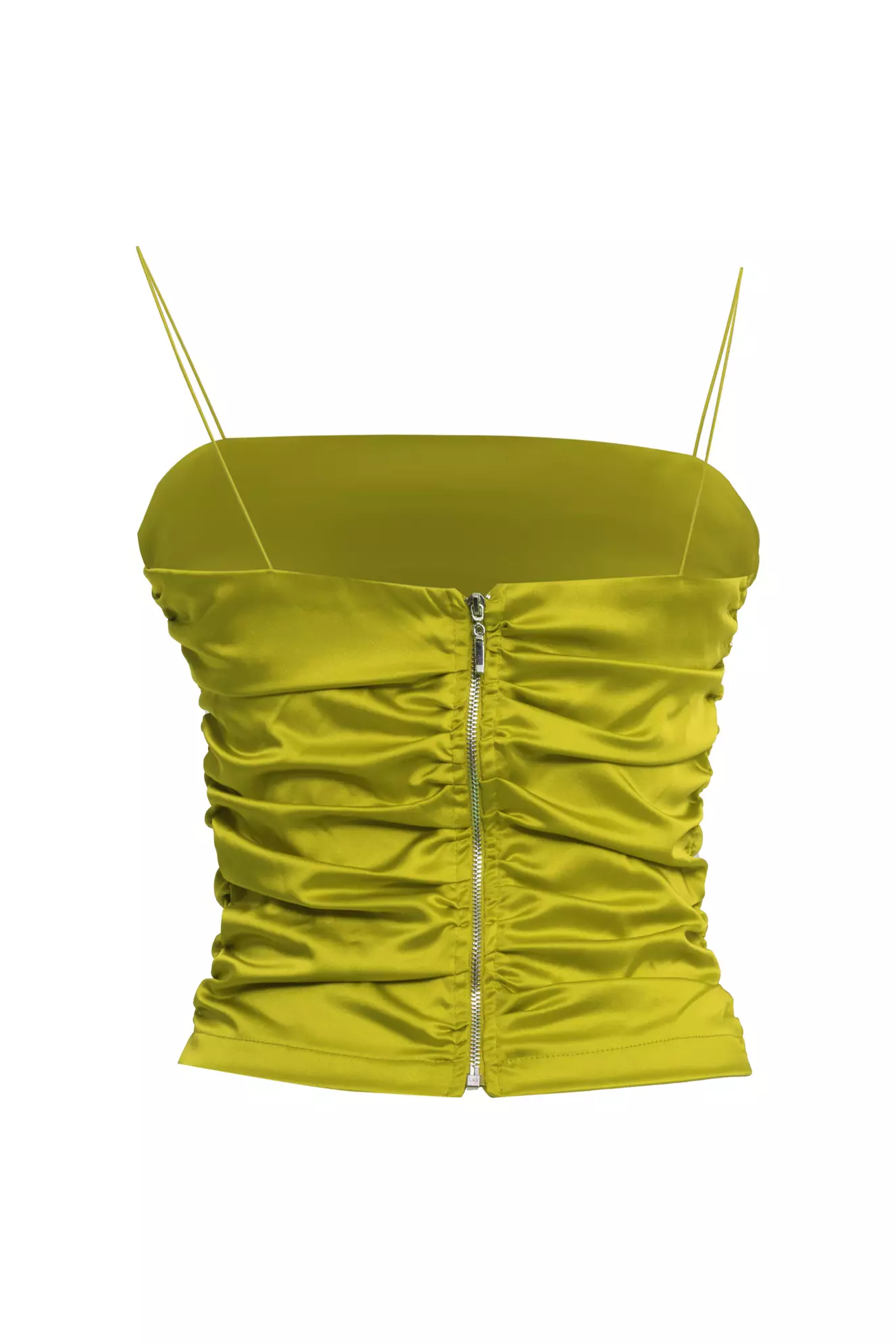 Pistachio Green Satin Sleeveless Crop Top