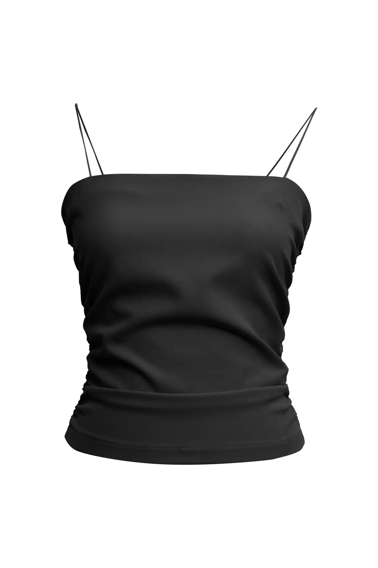 Black Crepe Sleeveless Mini Crop Top