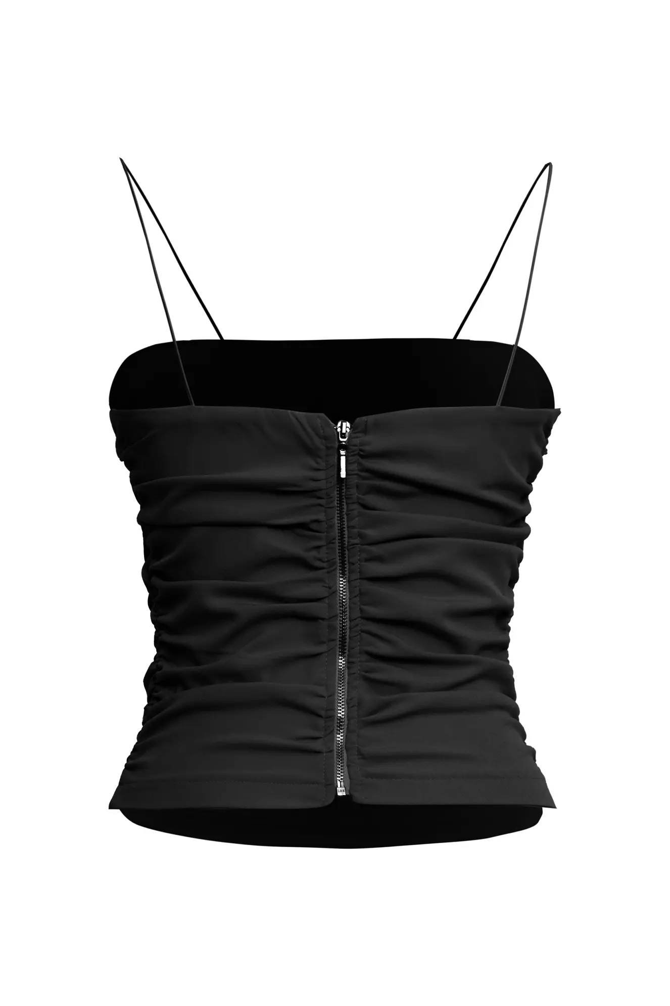 Black Crepe Sleeveless Mini Crop Top