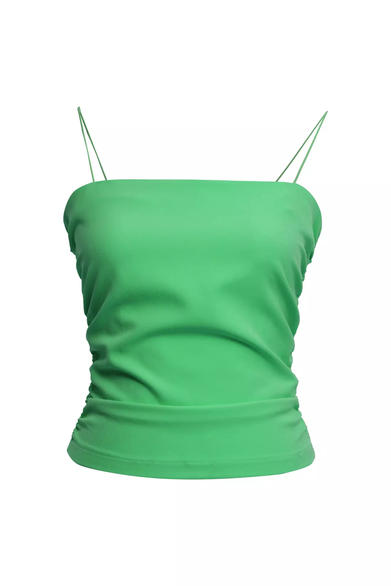 Green Crepe Sleeveless Mini Crop Top