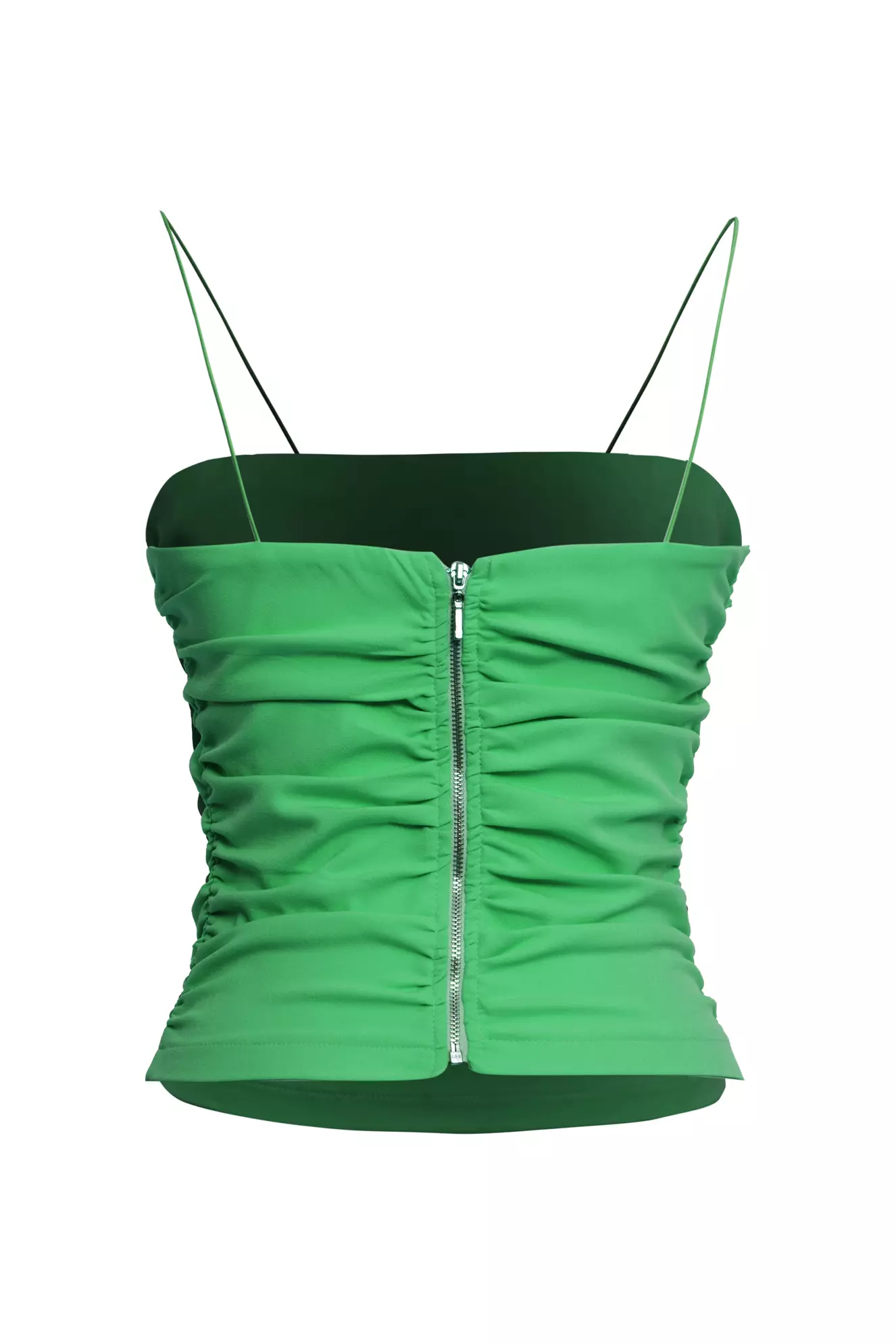 Green Crepe Sleeveless Mini Crop Top