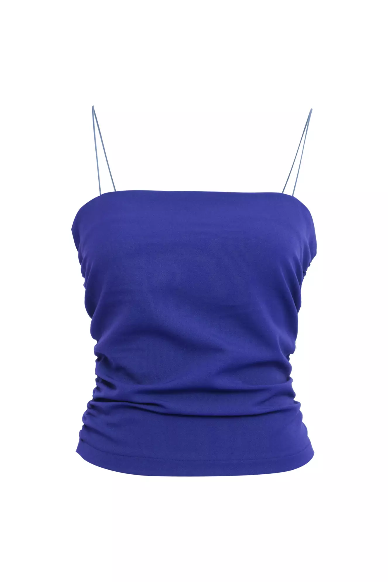Blue Crepe Sleeveless Mini Crop Top