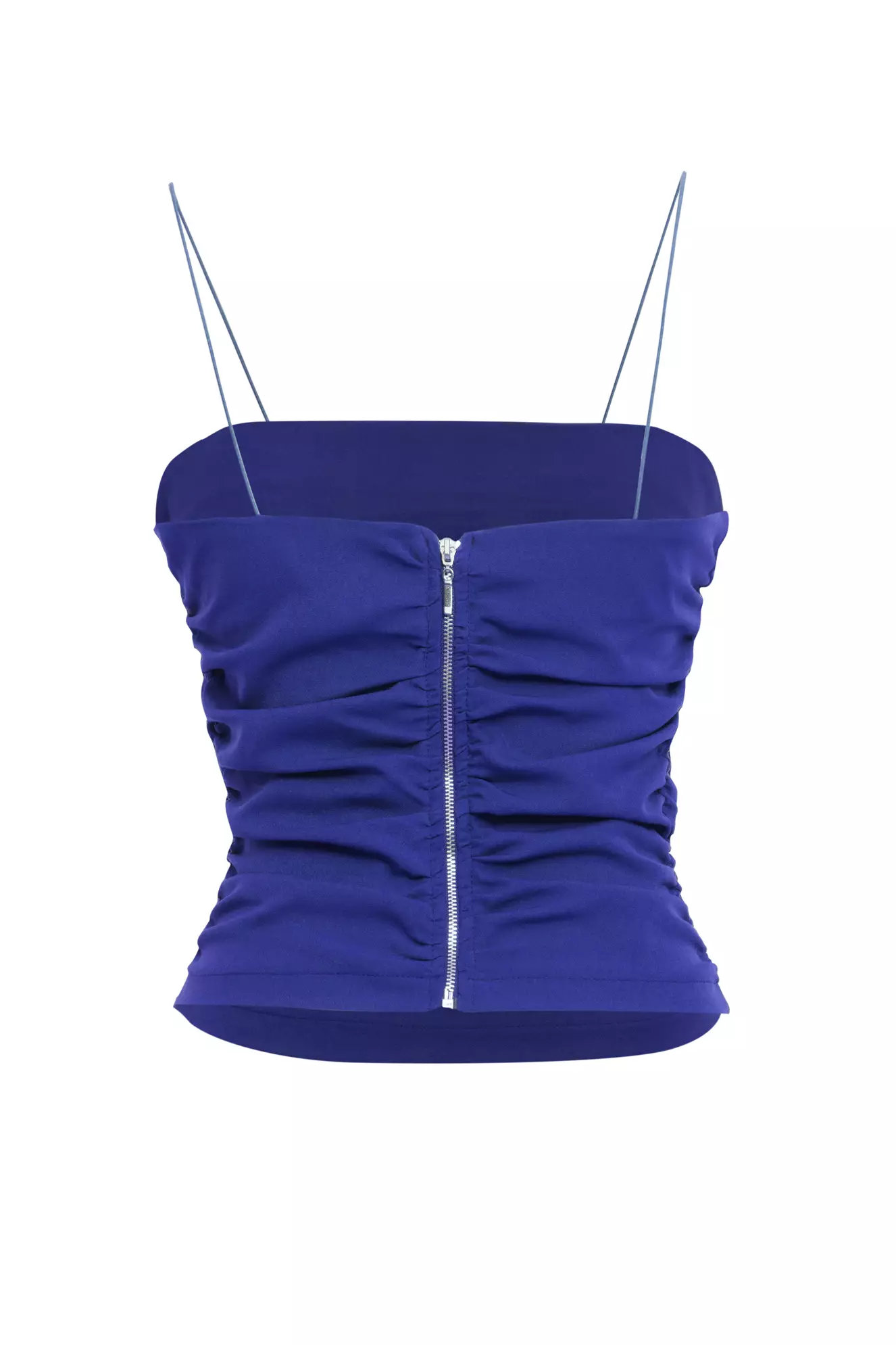 Blue Crepe Sleeveless Mini Crop Top