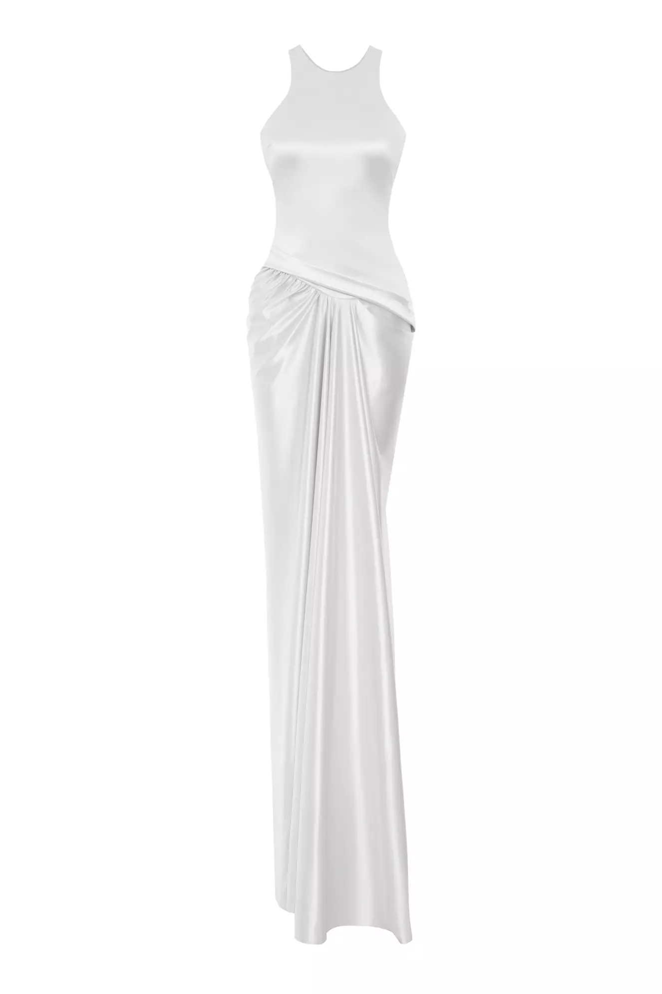 White örme Saten Sleeveless Long Dress
