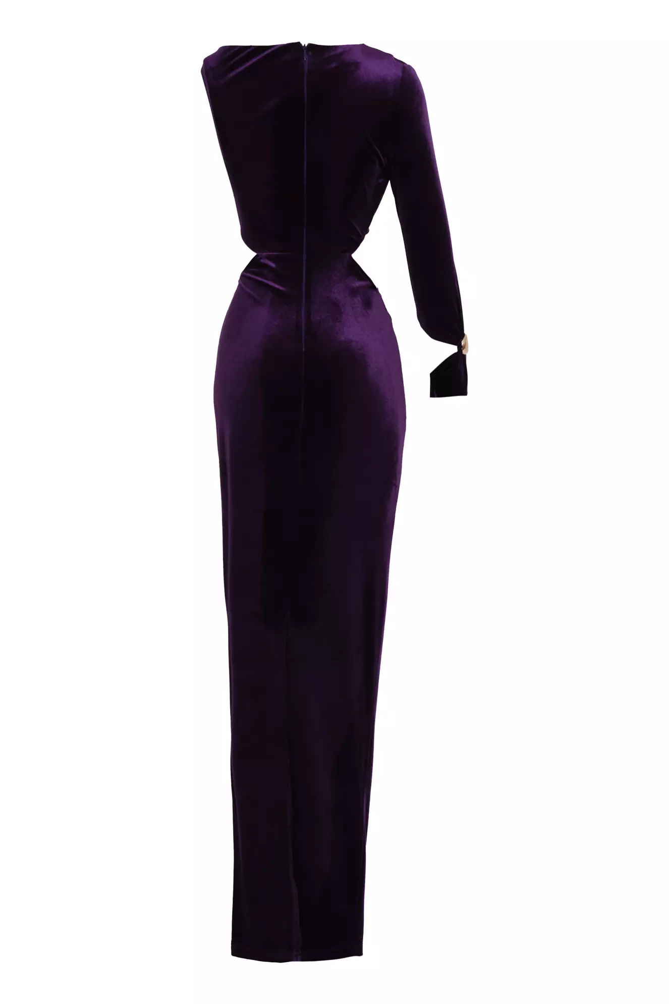 Purple Velvet One Arm Long Dress