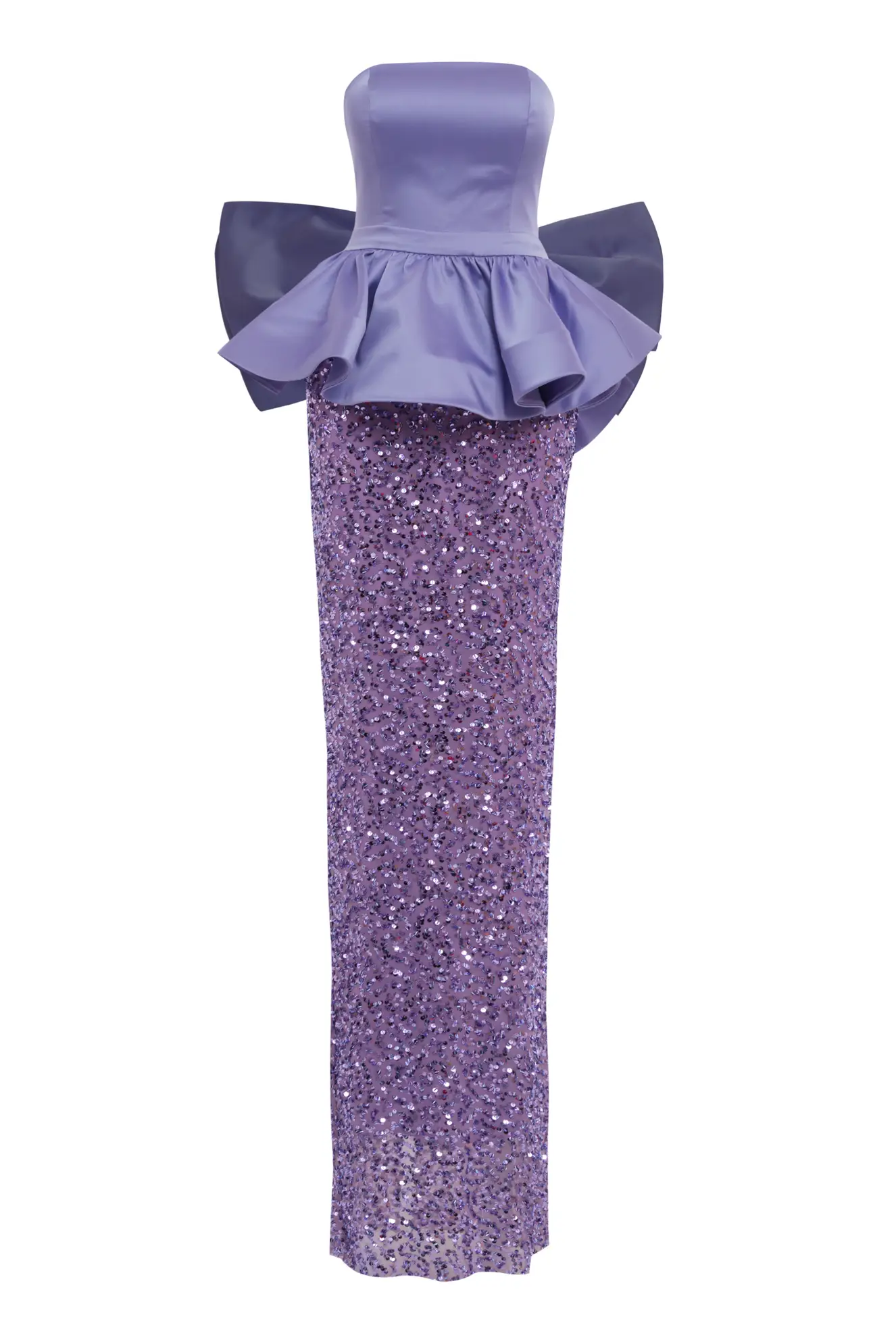 Lilac satin sleeveless long dress