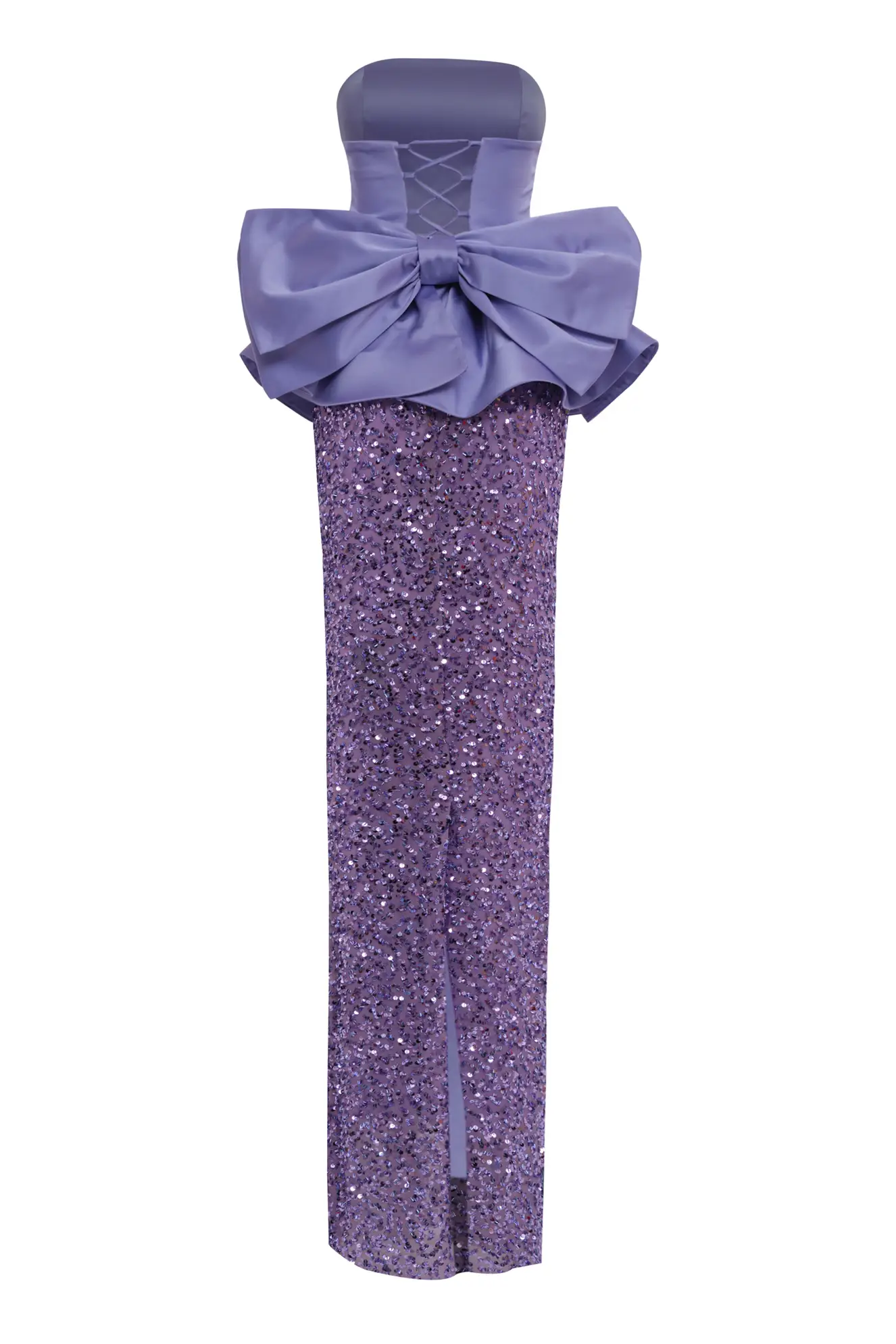 Lilac satin sleeveless long dress