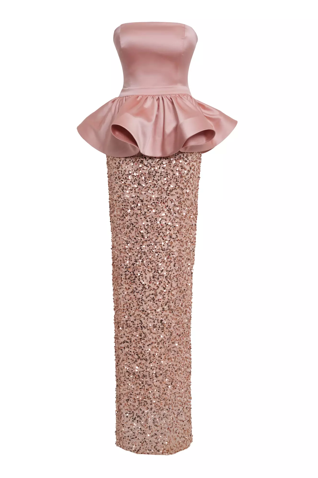 Blush satin sleeveless long dress
