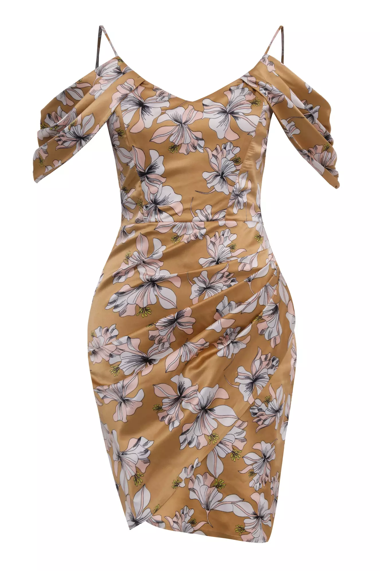 Printed Satin Sleeveless Midi Dress