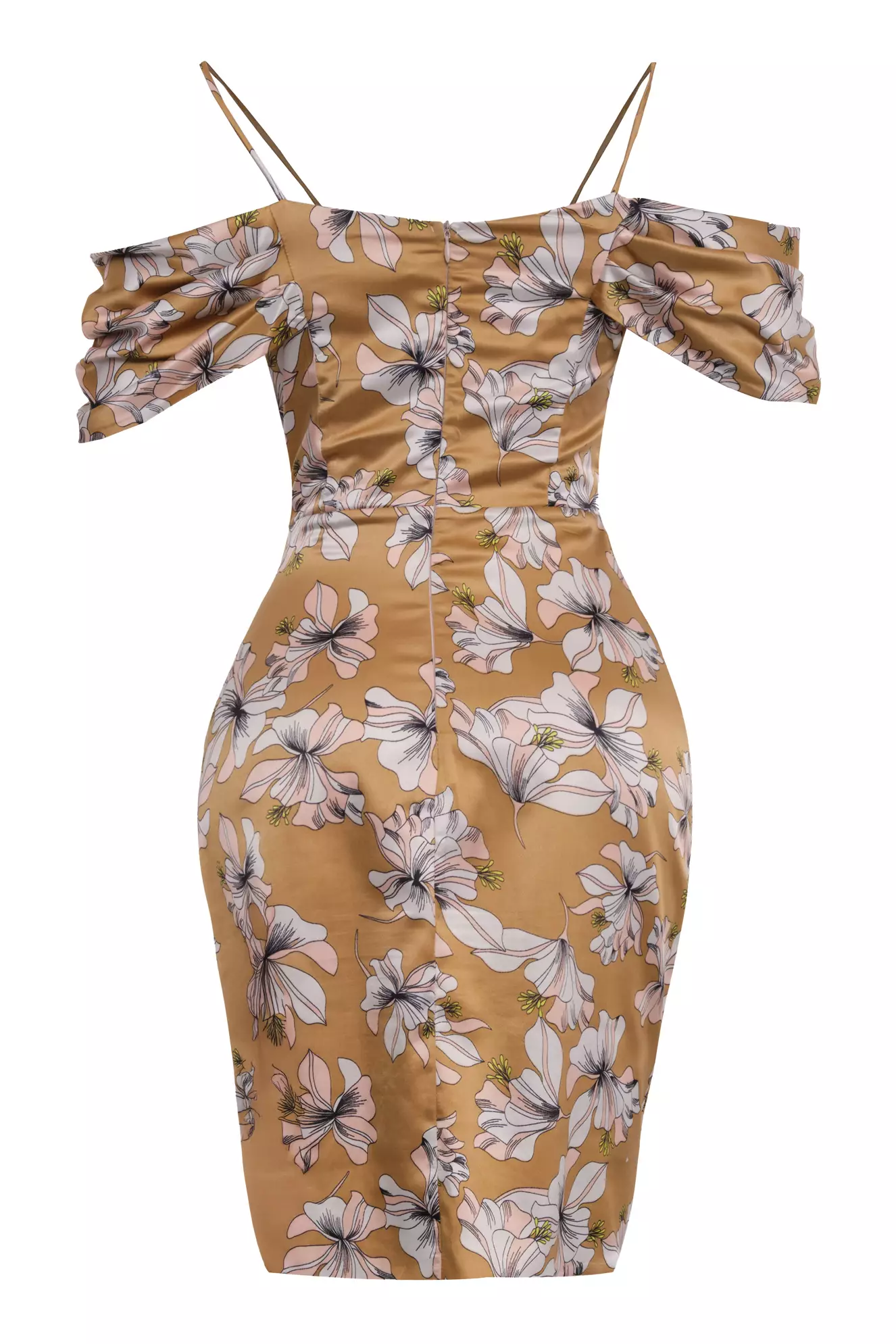 Printed Satin Sleeveless Midi Dress