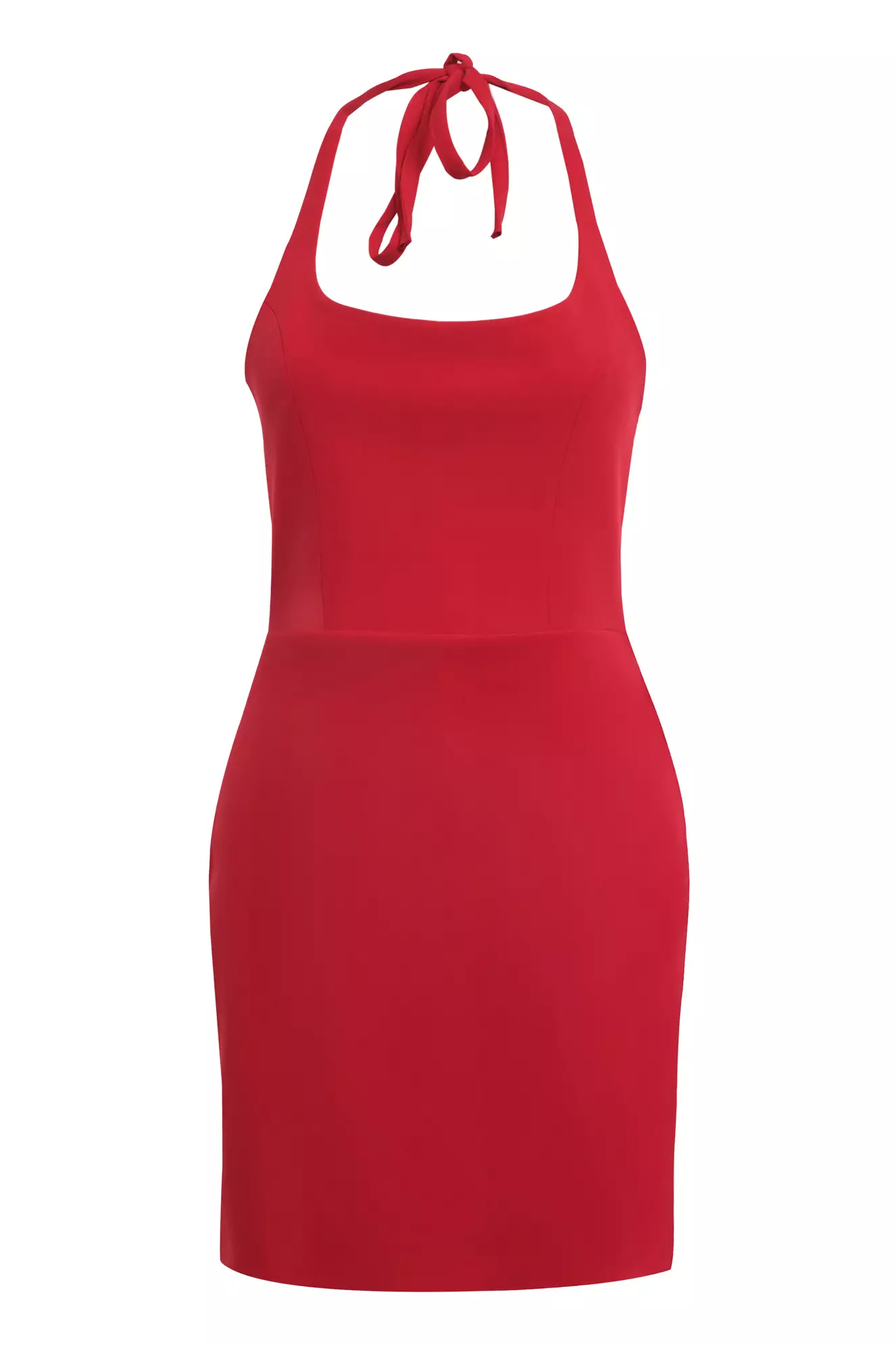 Red crepe sleeveless mini dress