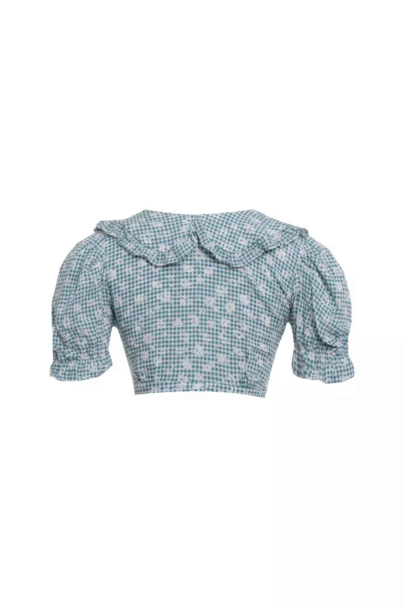 Printed Poplin Short Sleeve Mini Crop Top