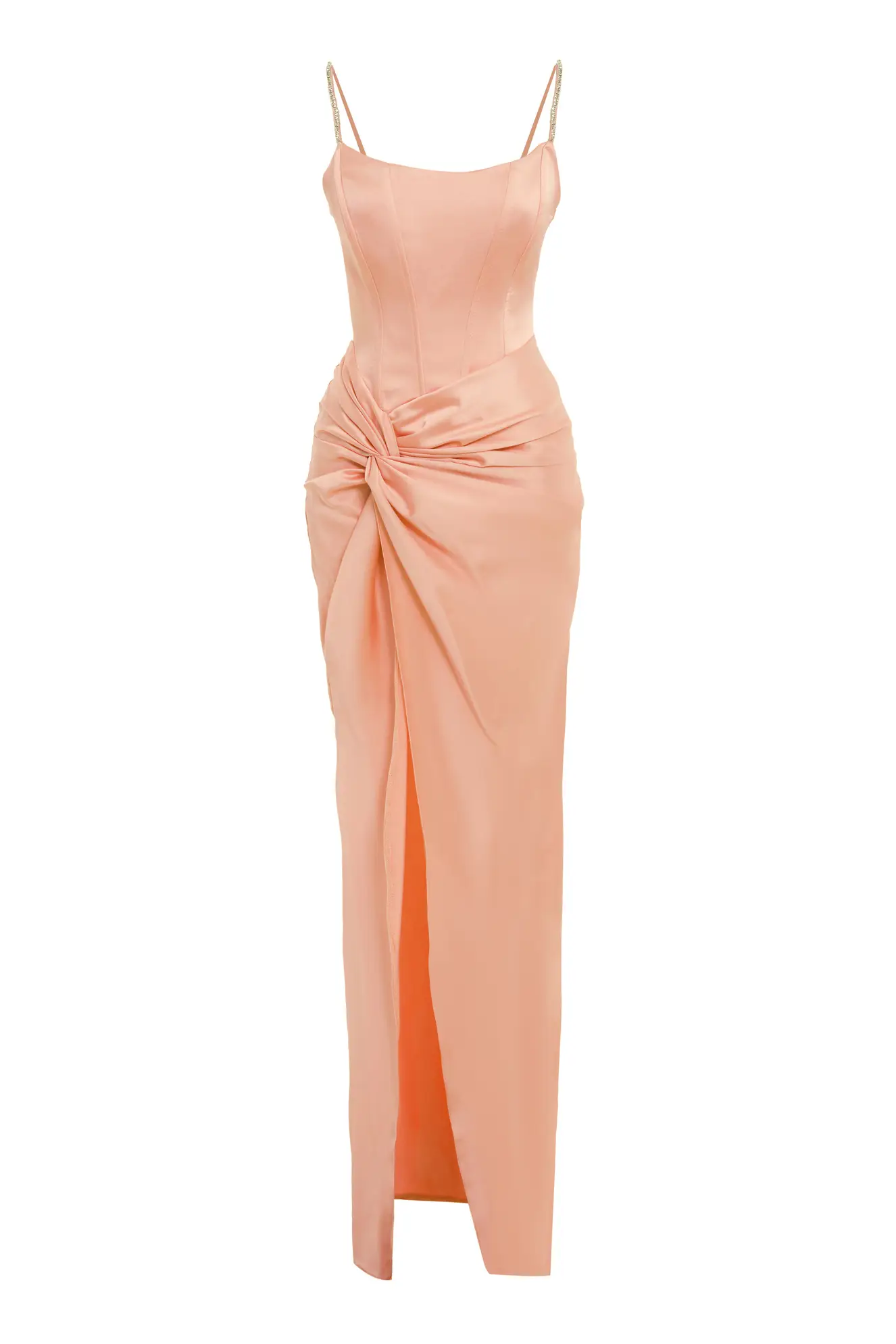 Printed Satin Sleeveless Long Dress
