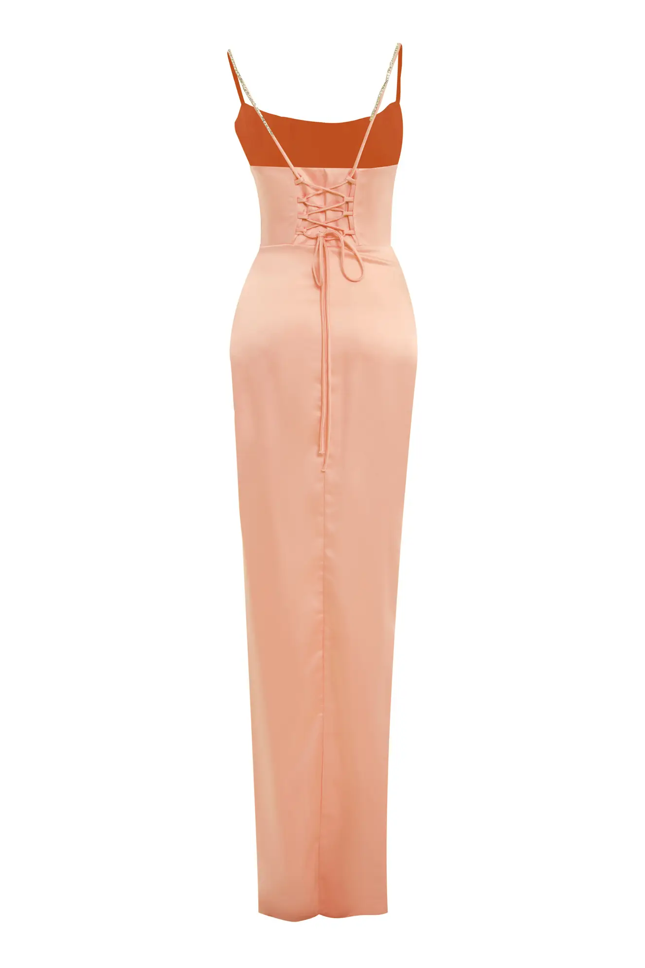Printed Satin Sleeveless Long Dress